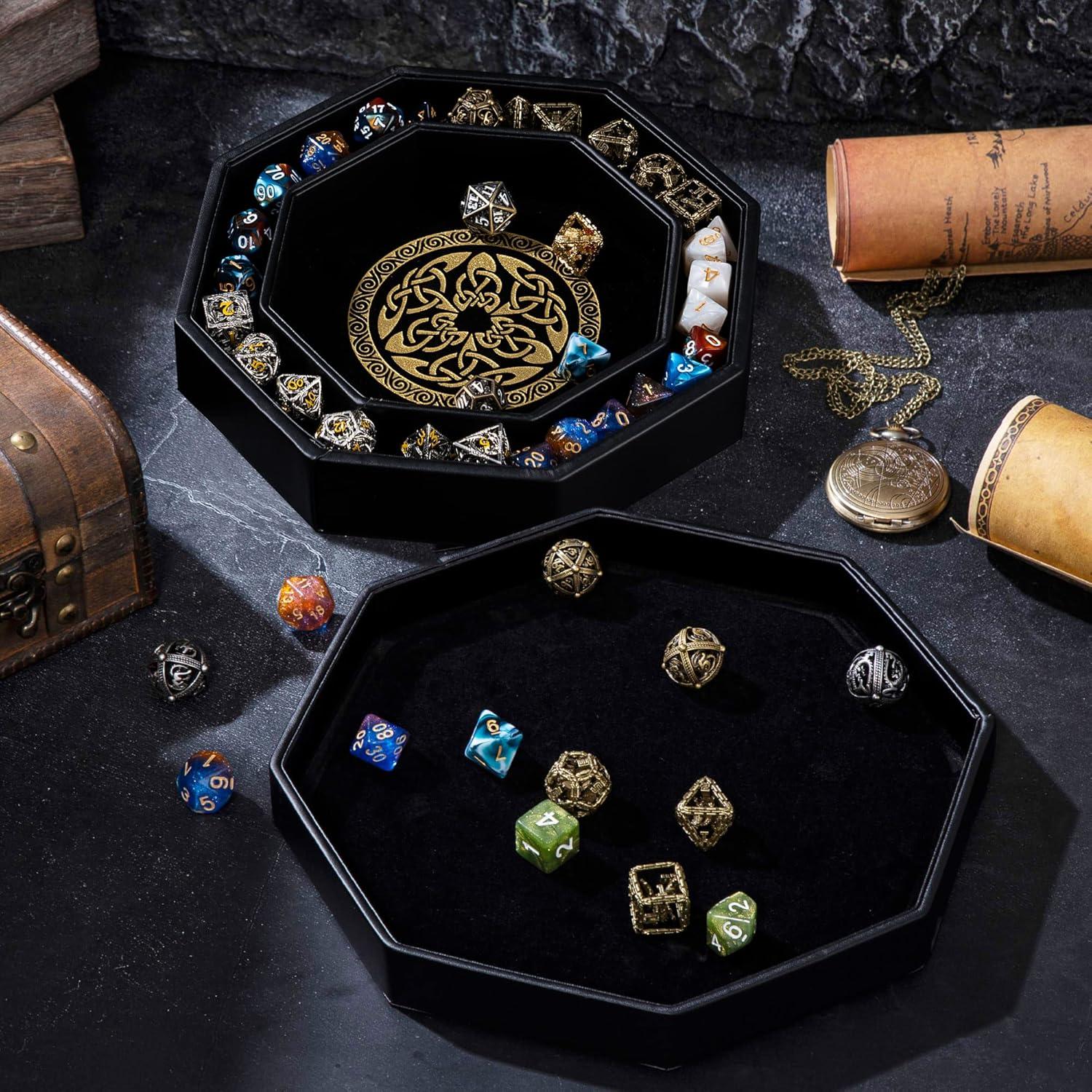 Bandeja de Dados Soar Forge Octagonal 20 cm Dragón Dorado