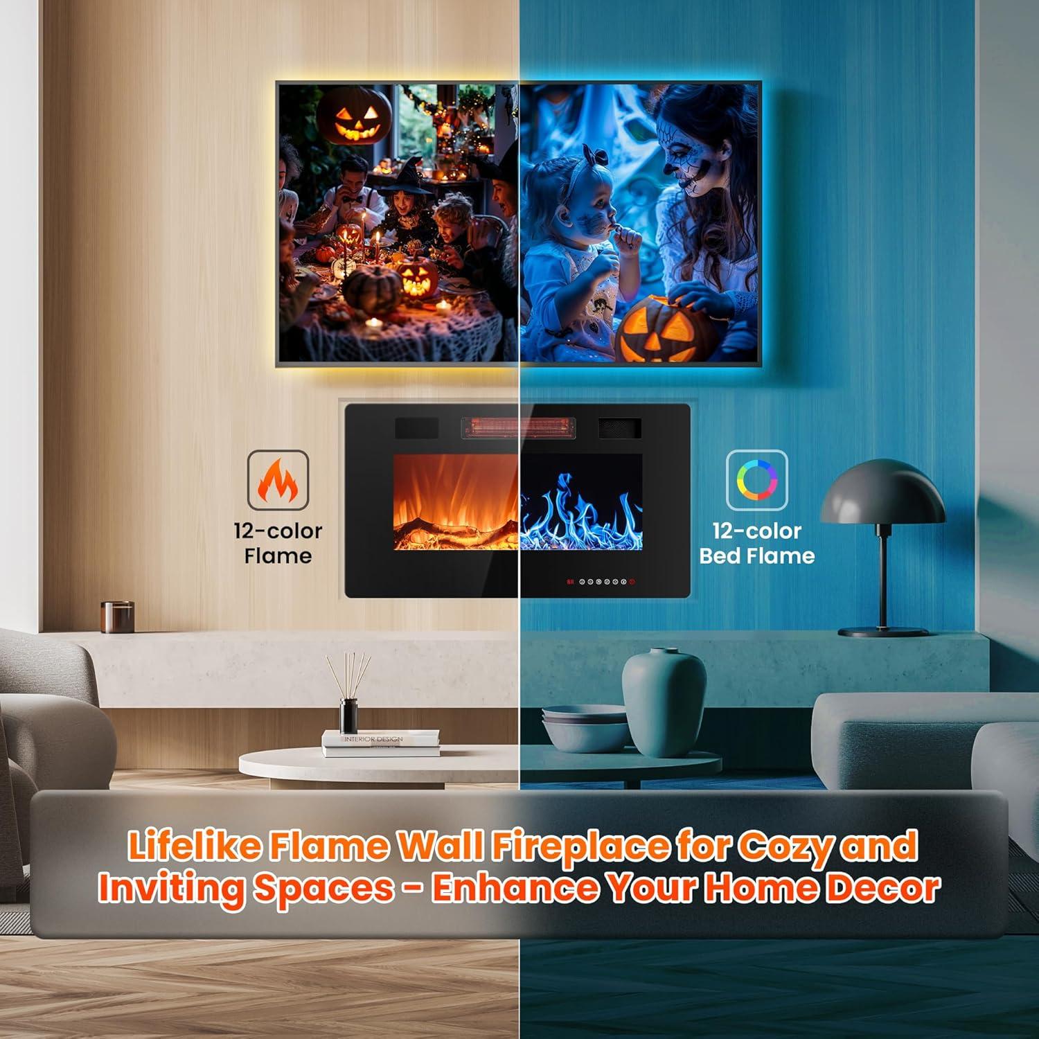 Chimenea Eléctrica Joy Pebble 30" Empotrada 750/1500W