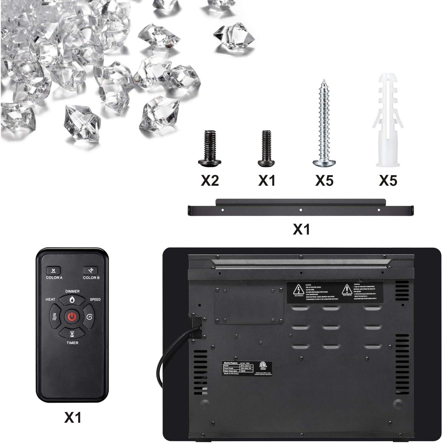 Chimenea Eléctrica Joy Pebble 30" Empotrada 750/1500W