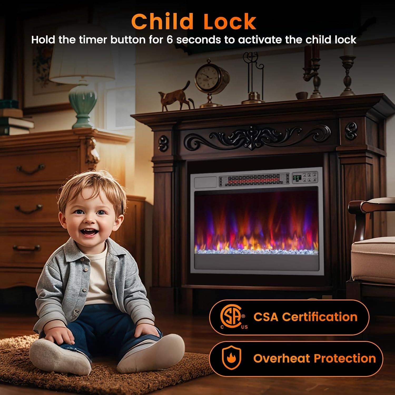 Chimenea Eléctrica Tangkula 58 cm Infrarroja 1500W Control Remoto