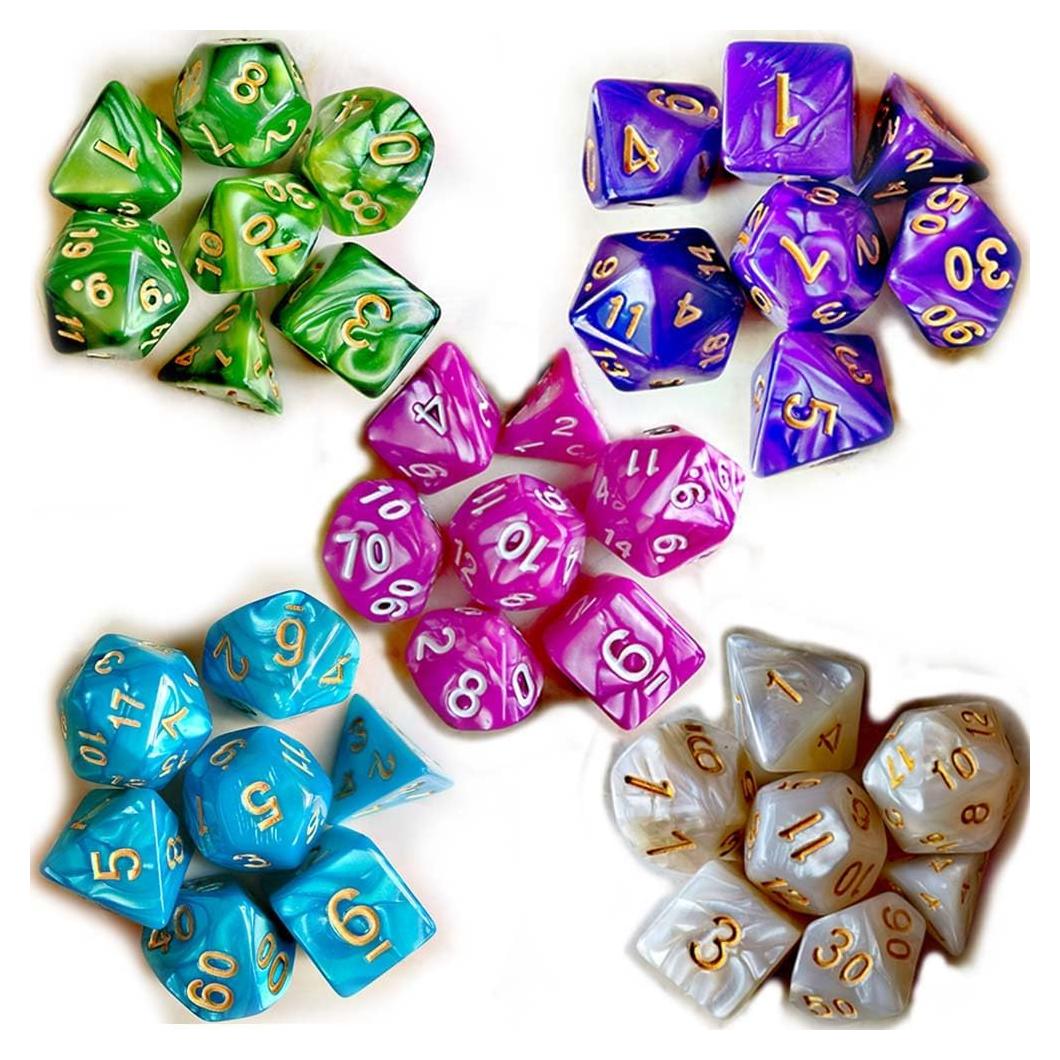 Juego de Dados D&D AORZOV 5 Sets de 7 Piezas Colores