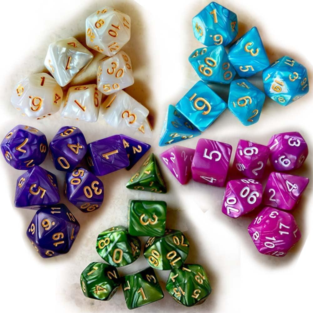Juego de Dados D&D AORZOV 5 Sets de 7 Piezas Colores