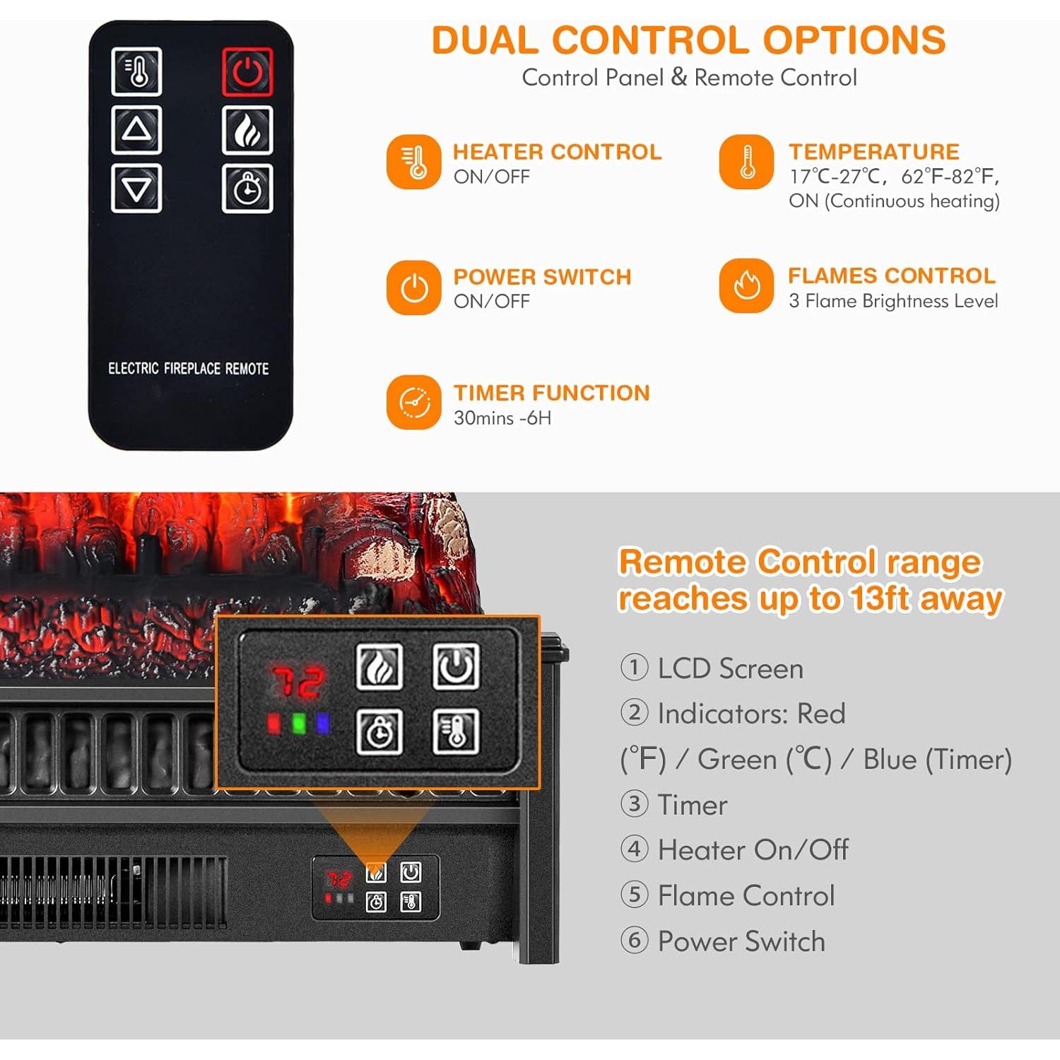 Calefactor Eléctrico Tangkula SF413-23A 1400W con Control Remoto