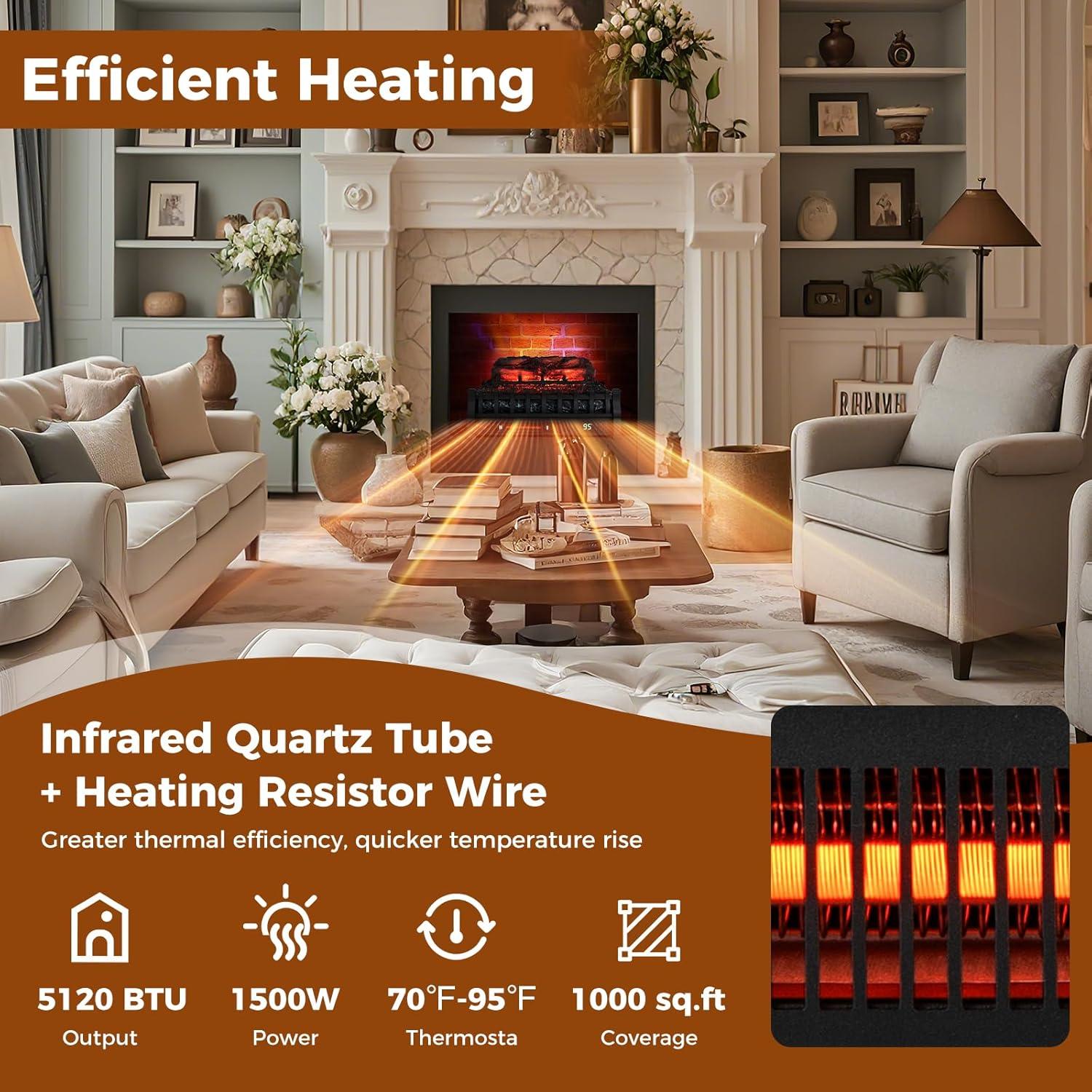 Calefactor Eléctrico de Leña Tangkula 1500W 93m2 Control Remoto