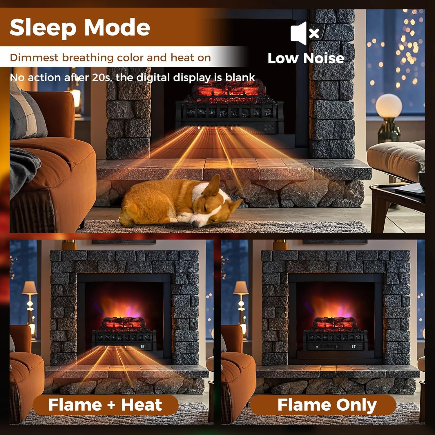 Calefactor Eléctrico de Leña Tangkula 1500W 93m2 Control Remoto