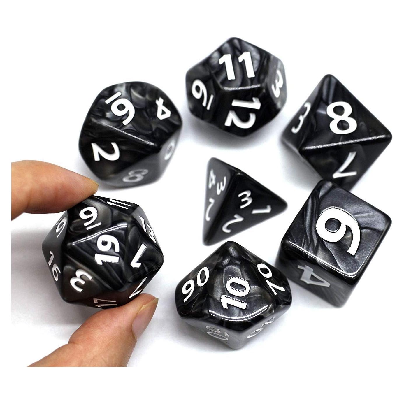Dados Poliedricos Gigantes Negros HD 25mm para RPG y D&D