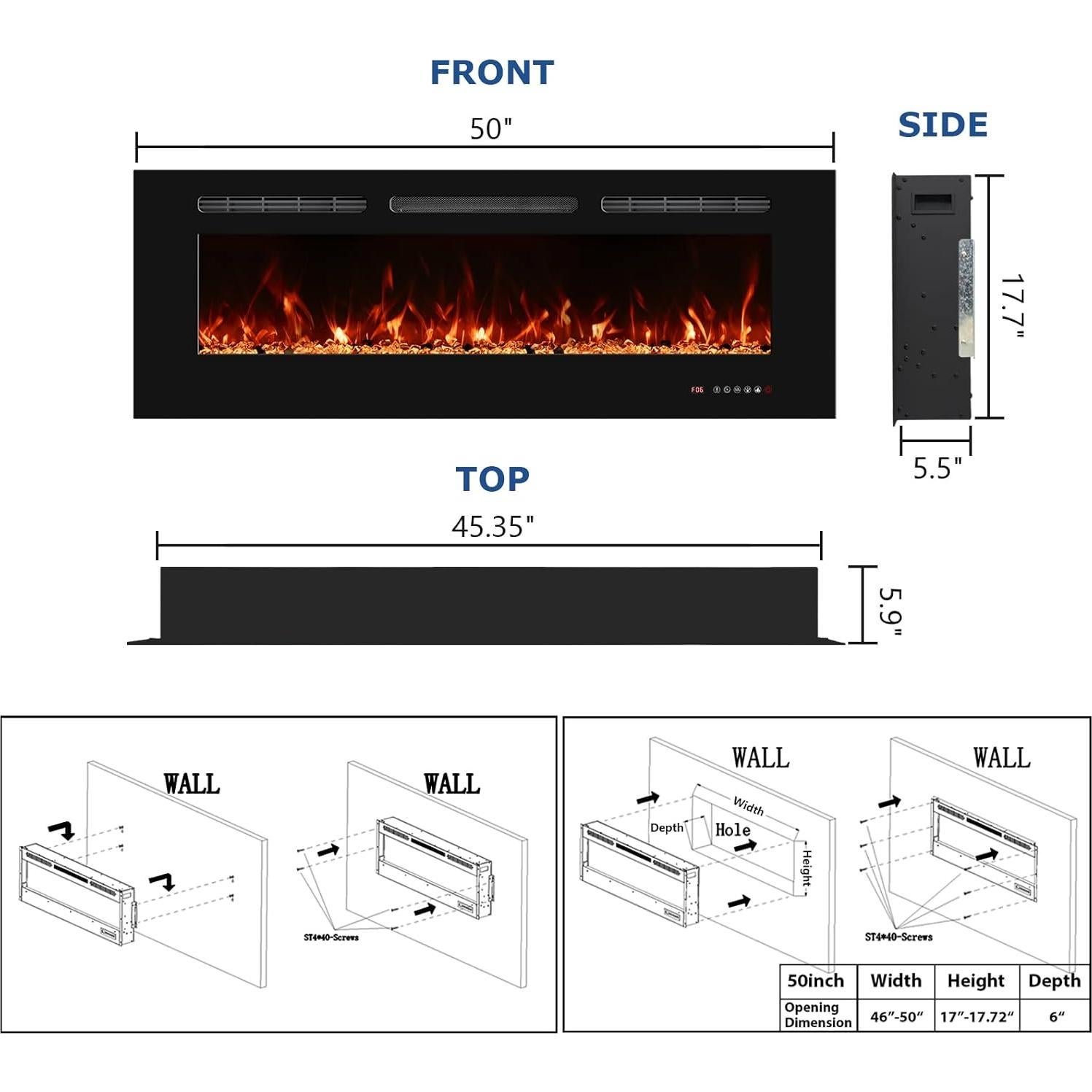 Chimenea Eléctrica PRISMFLAME 127cm Empotrada Control Remoto
