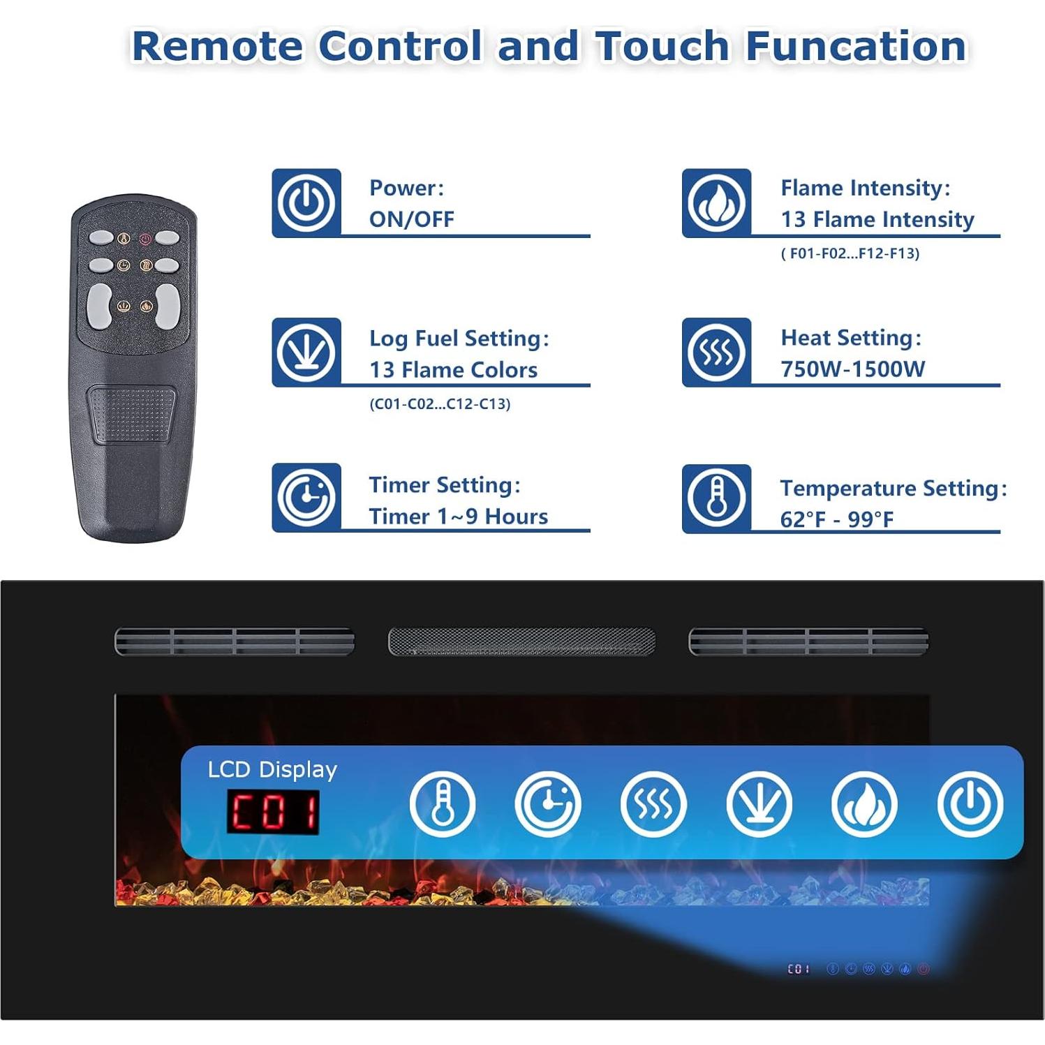 Chimenea Eléctrica PRISMFLAME 127cm Empotrada Control Remoto