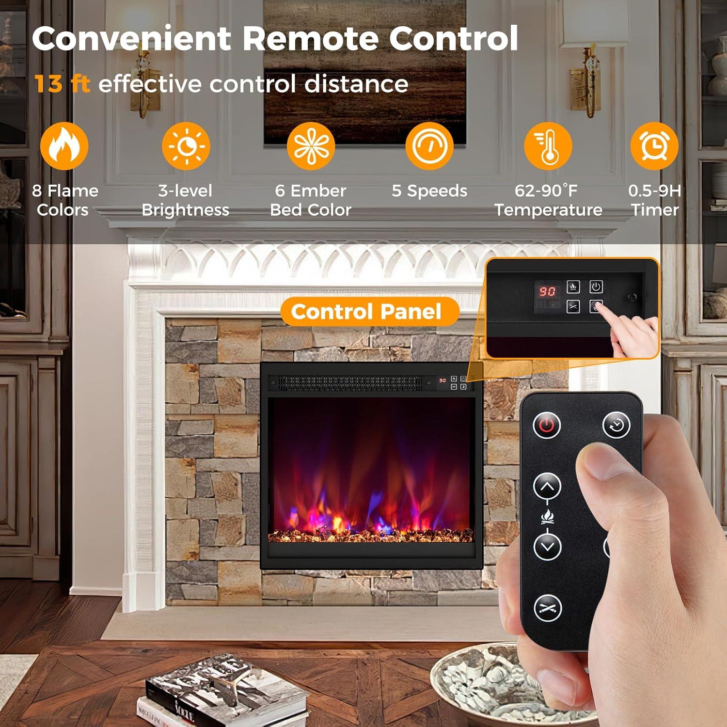 Inserto Chimenea Eléctrica ORALNER 46 cm 1500W Control Remoto