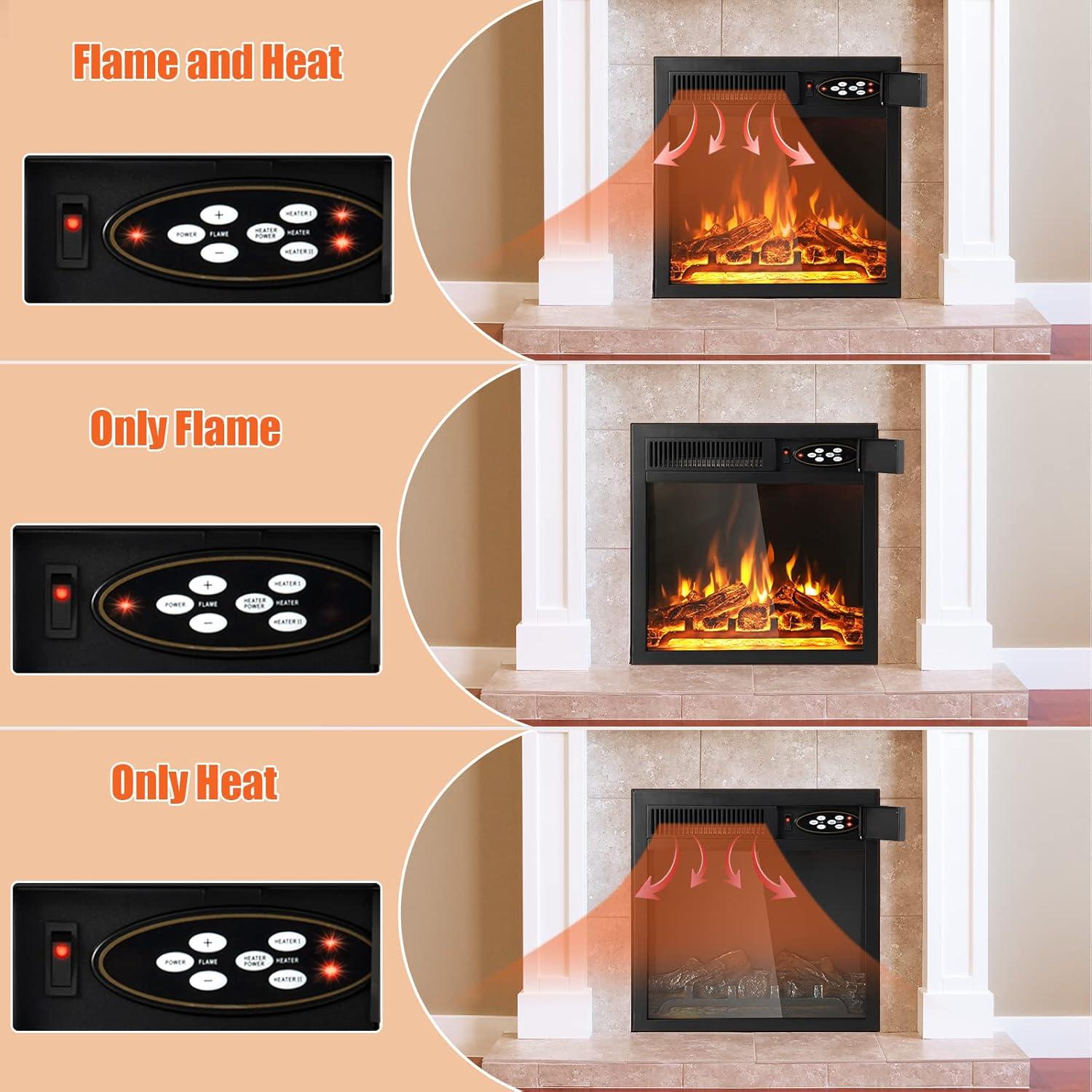 Chimenea Eléctrica GOFLAME 18" Empotrable 750W/1500W