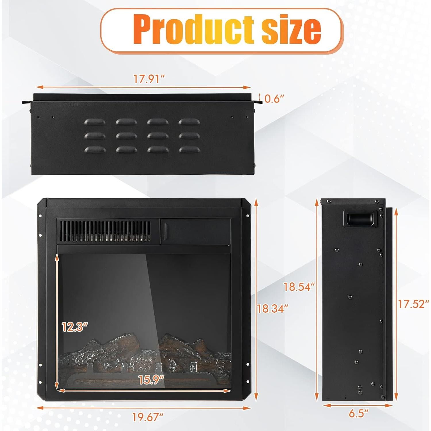 Chimenea Eléctrica GOFLAME 18" Empotrable 750W/1500W