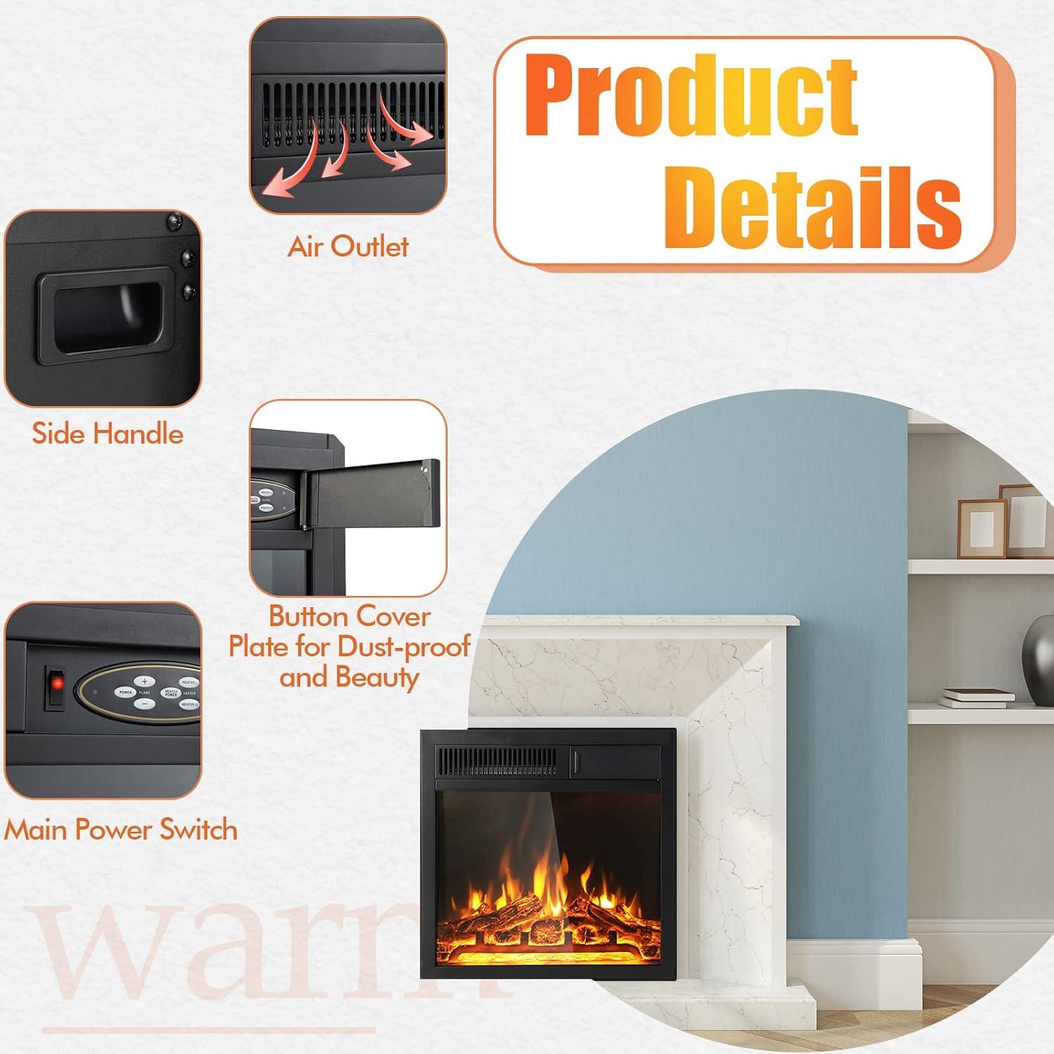 Chimenea Eléctrica GOFLAME 18" Empotrable 750W/1500W