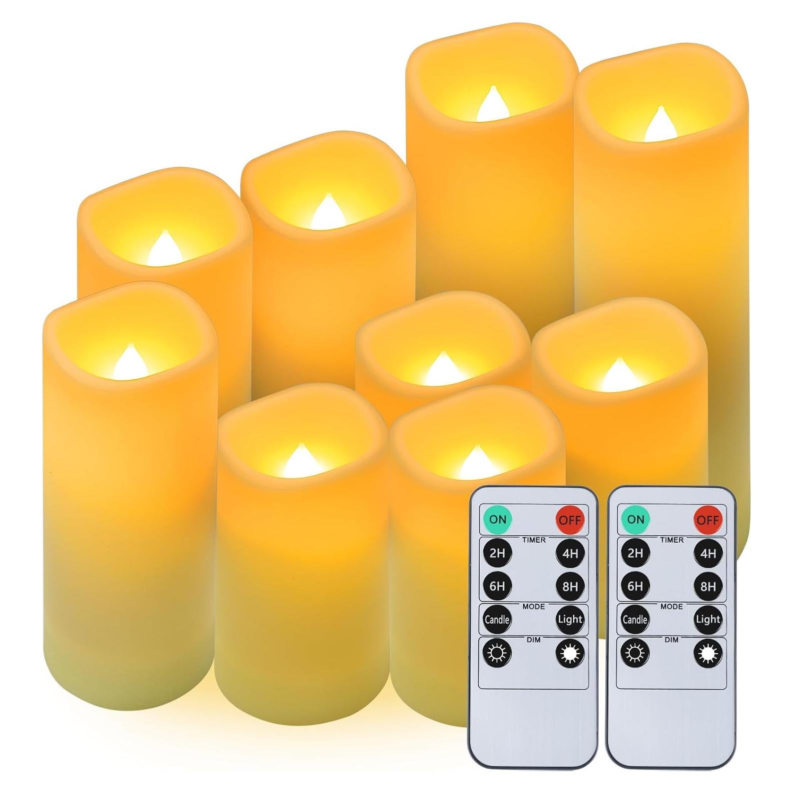 Velas LED Crowm 9 Piezas Marfil Control Remoto Impermeables