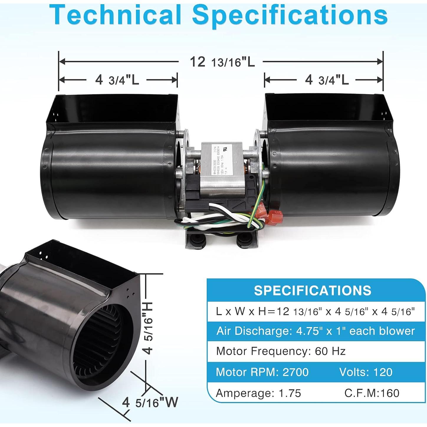 Kit de Ventilador GFK-160A Hipoilk para Chimenea 160 CFM