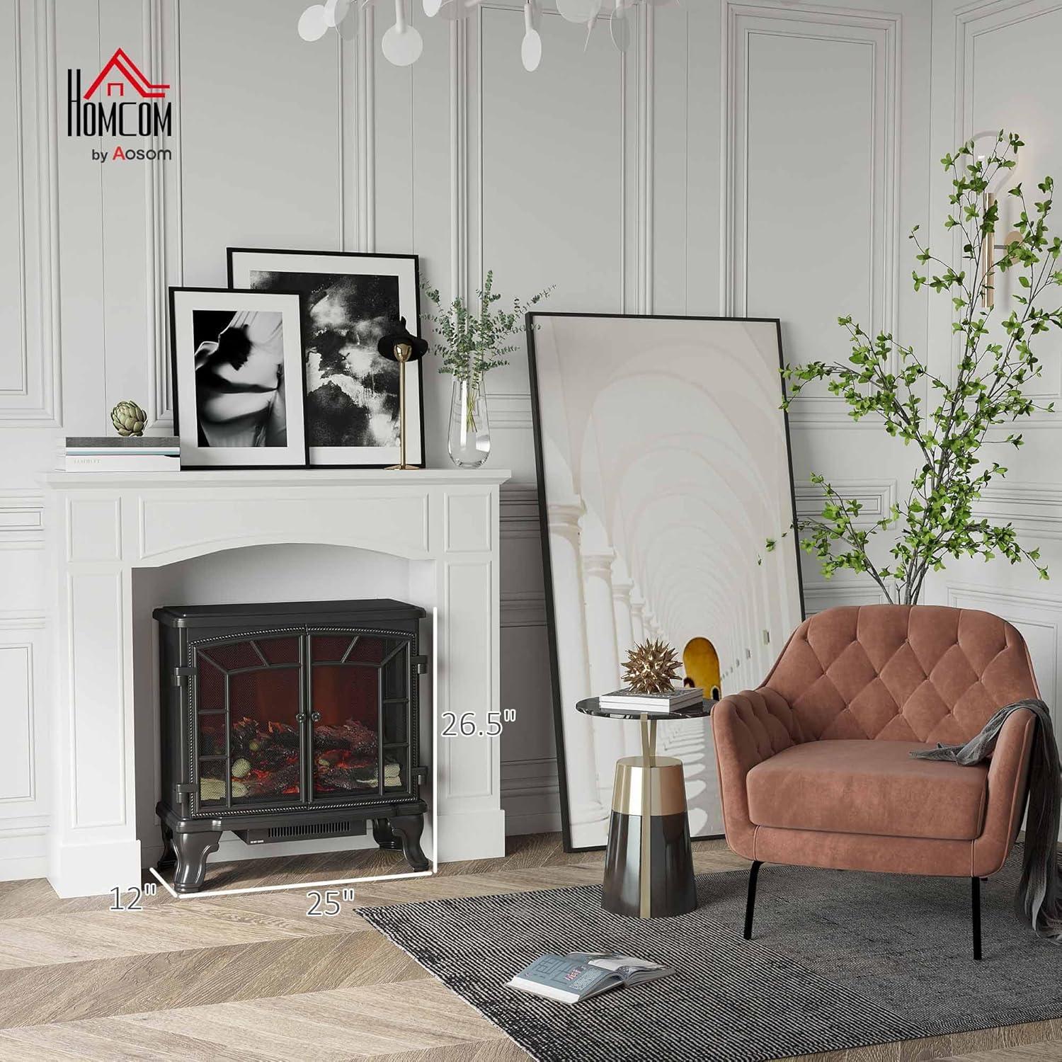 HOMCOM Modern Fireplace Mantel, Surround Mantels for Fireplace with Decorative Pattern Interior Width 29" White