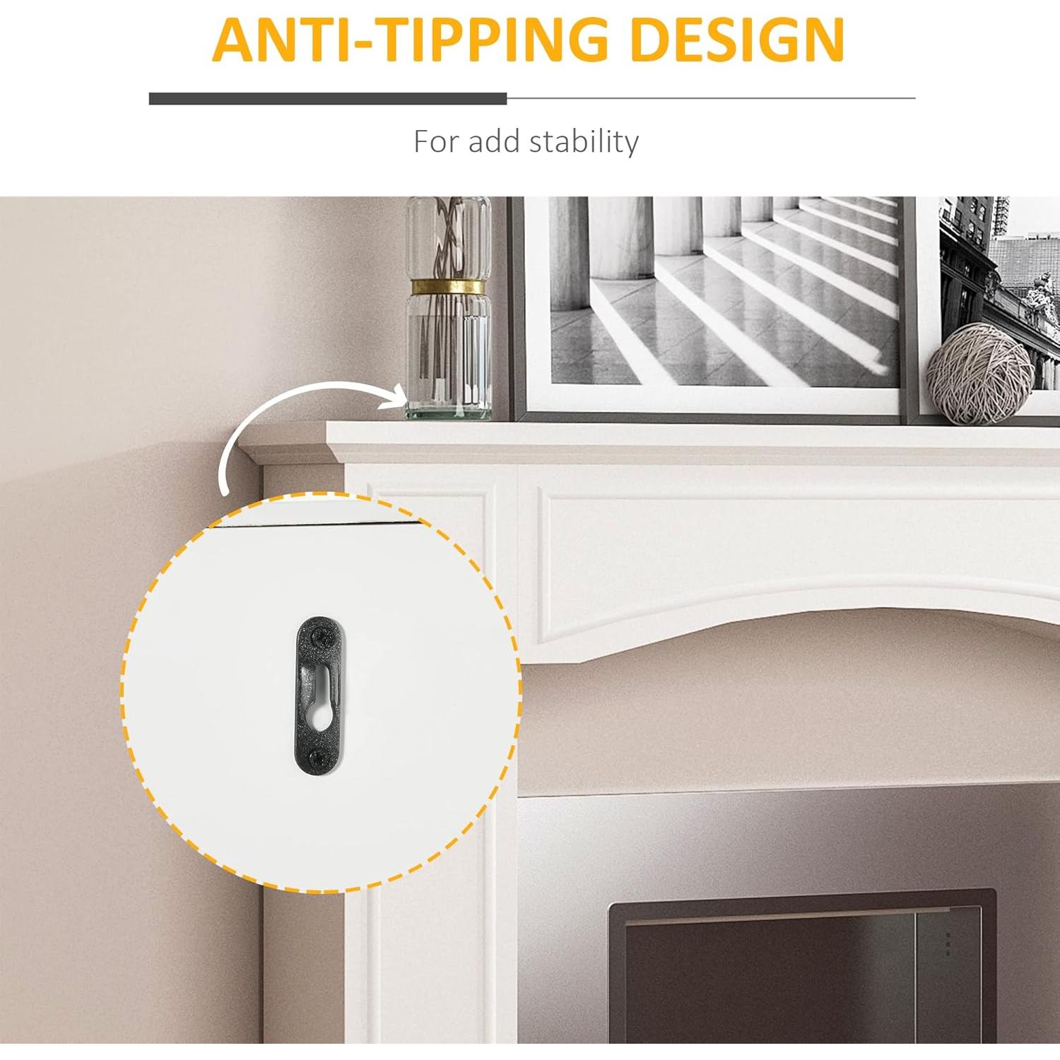 HOMCOM Modern Fireplace Mantel, Surround Mantels for Fireplace with Decorative Pattern Interior Width 29" White