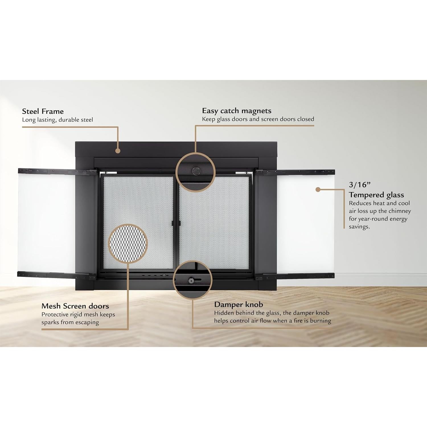 Puerta de pantalla de fuego Pleasant Hearth Alsip 95x76 cm