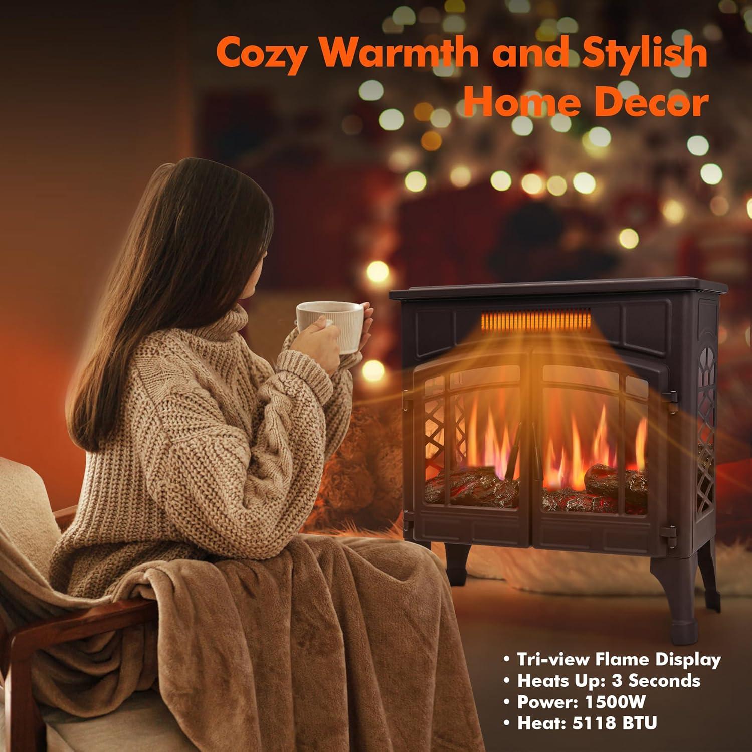 Calentador de chimenea eléctrica RealSmart Flow 7 Pro 750W/1500W