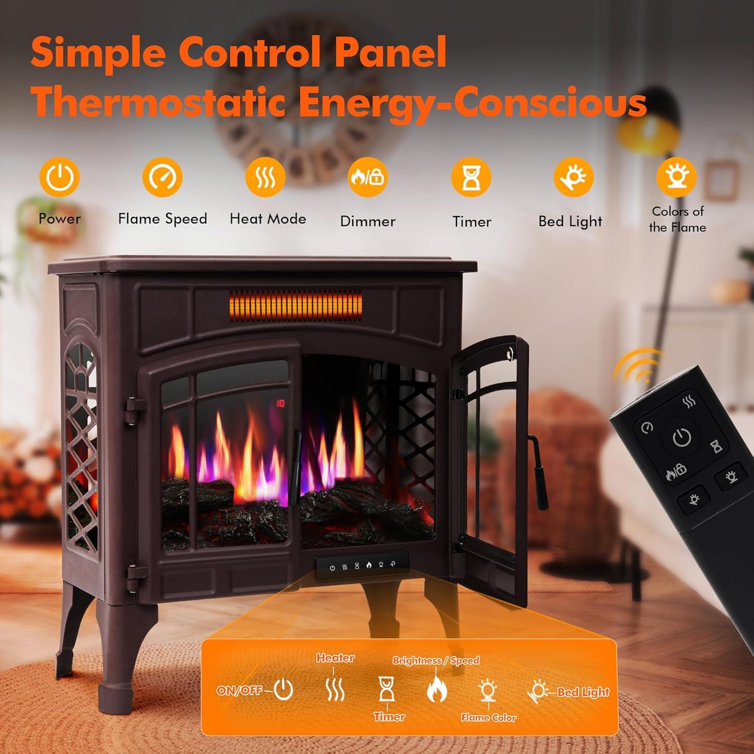 Calentador de chimenea eléctrica RealSmart Flow 7 Pro 750W/1500W