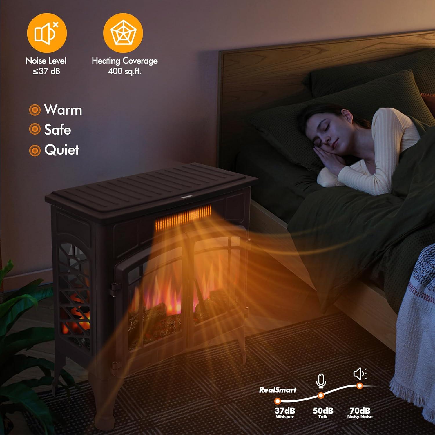 Calentador de chimenea eléctrica RealSmart Flow 7 Pro 750W/1500W