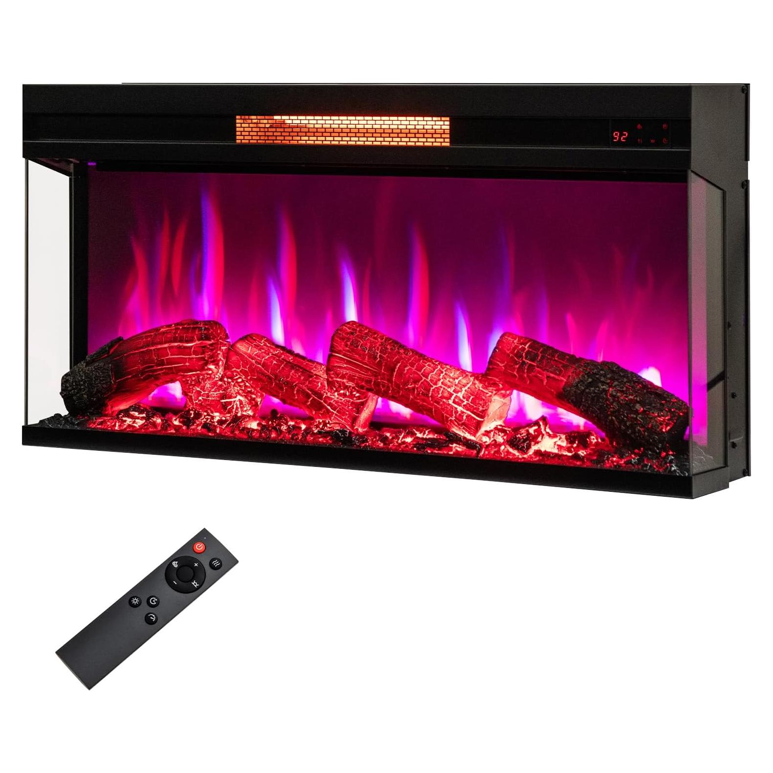 Chimenea Eléctrica SIMOE 91.4 cm 3 Lados Control Remoto