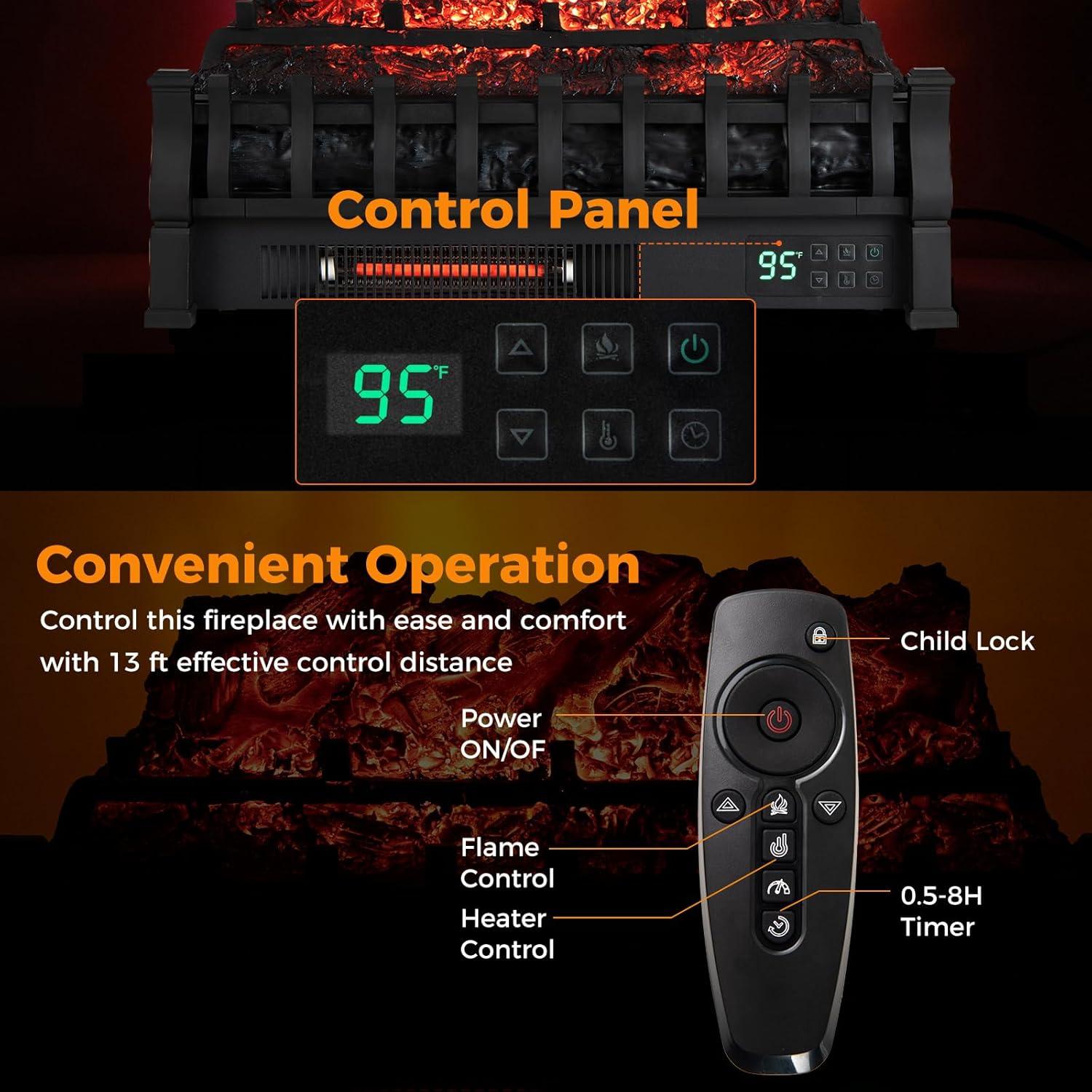 Calefactor Eléctrico Tangkula 1500W con Llama 3D Ajustable