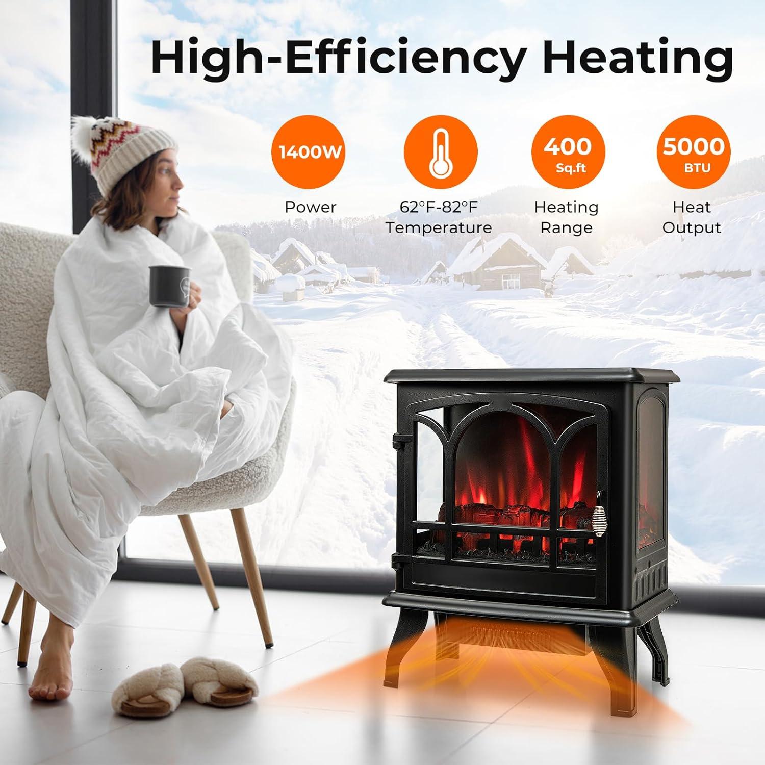 Estufa de Chimenea Eléctrica GOFLAME 23" 1400W con Control Remoto