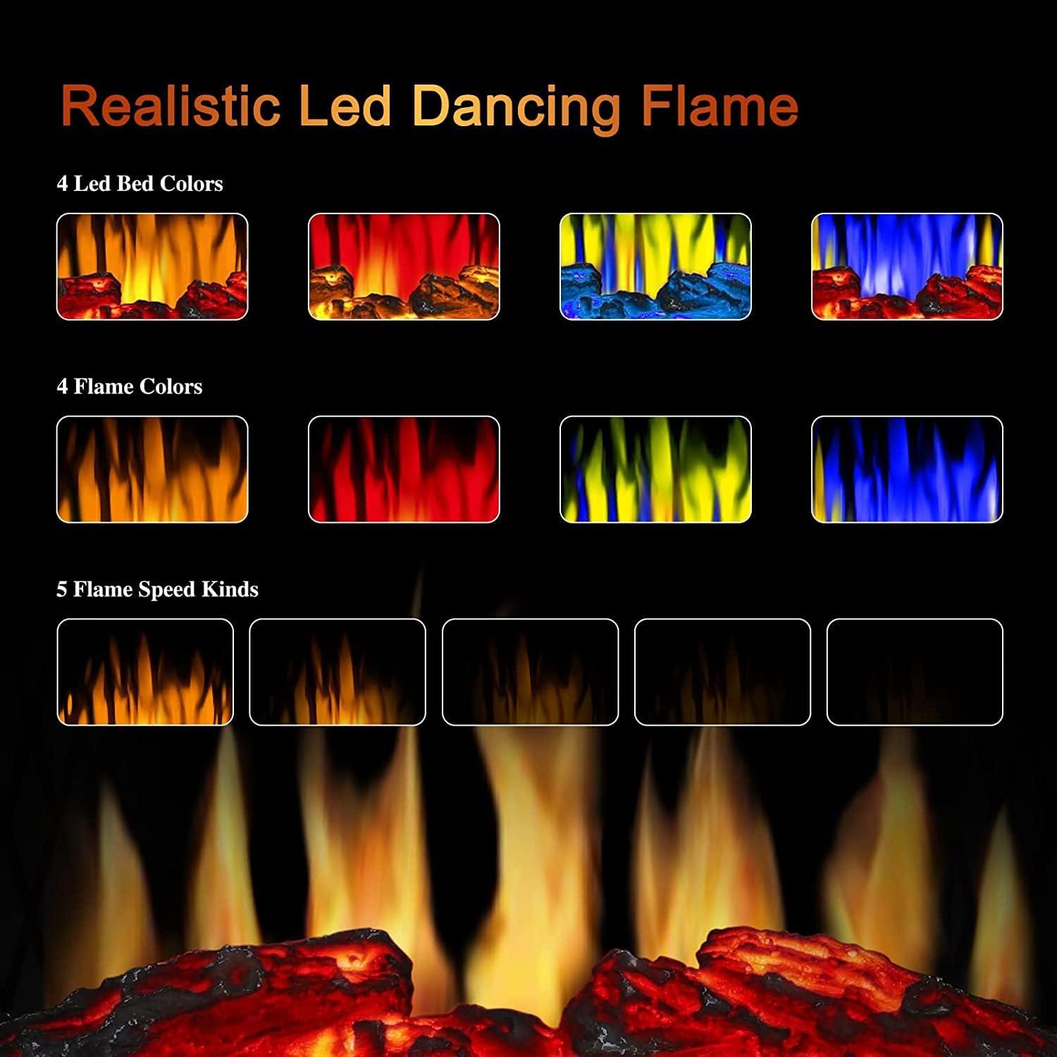 Joy Pebble Electric Fireplace Stove Heater,23'' Electric Fireplace, Fireplace Heater with 3D Logs and 4 Realistic Flame,1500w,Beige