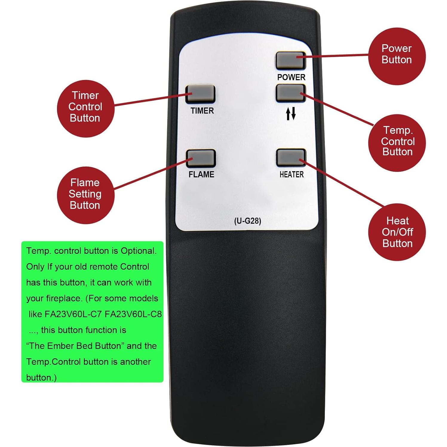 Control Remoto Reemplazo Altra Flame FA23V60L Chimenea