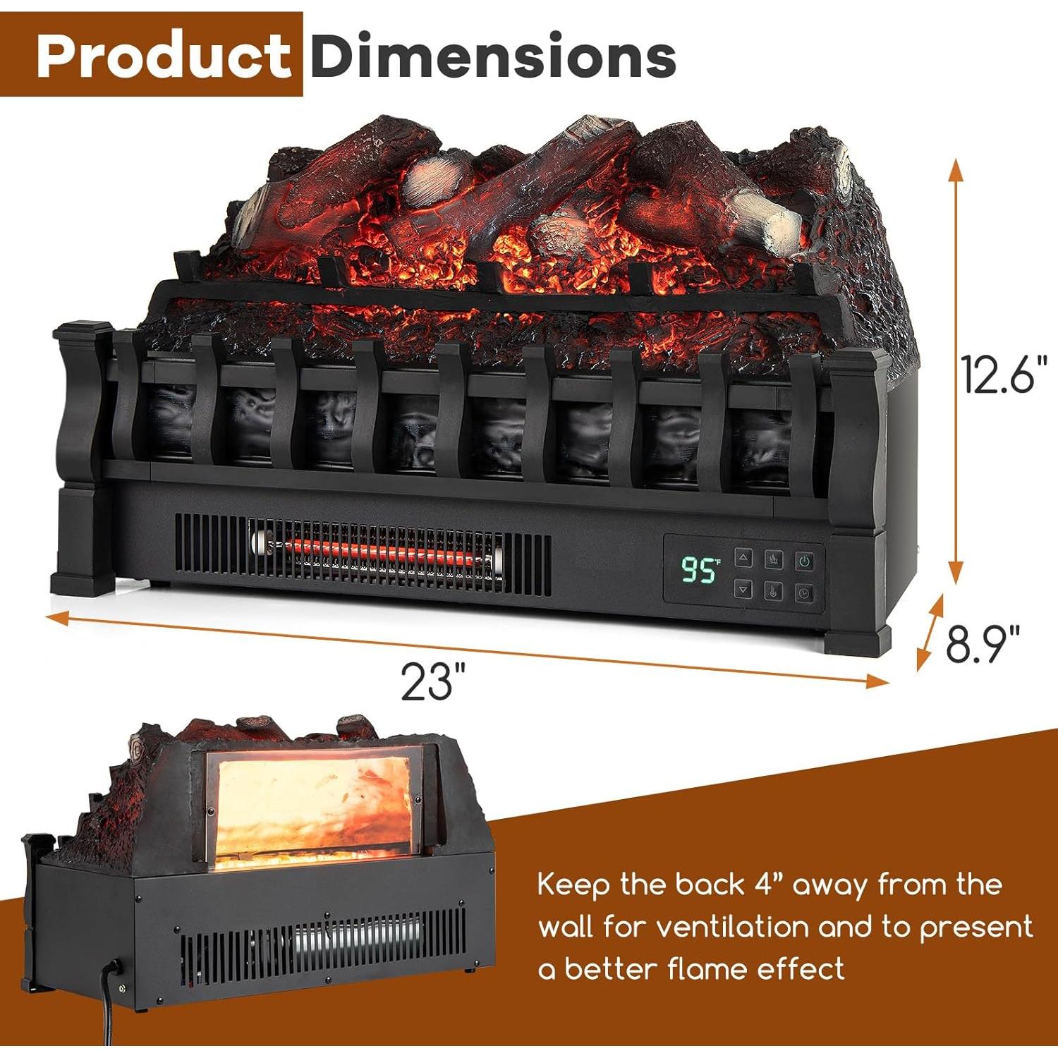 Calentador Eléctrico RELAX4LIFE 1500W Chimenea 3D 92m²