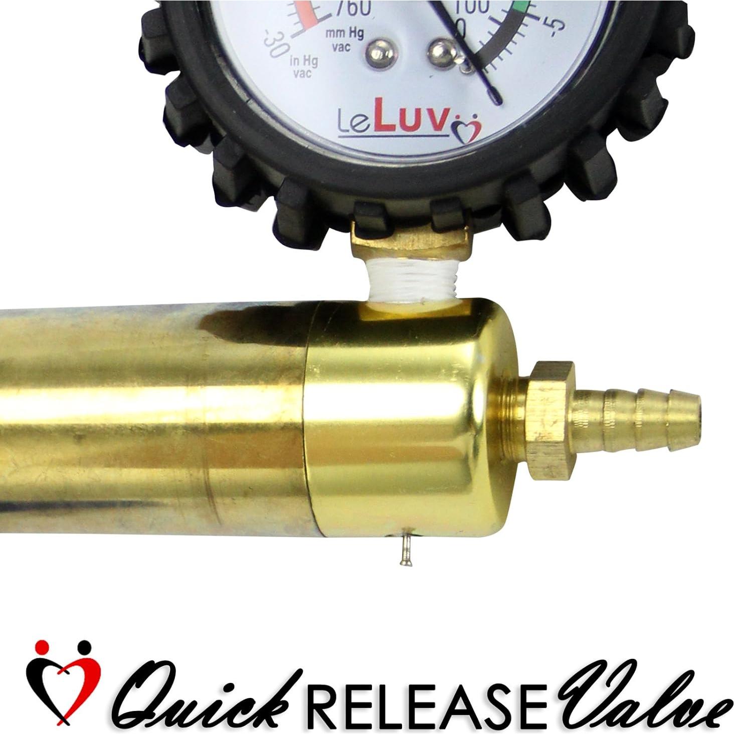 Bomba de Vacío LeLuv de Latón con Manómetro y Manguera 45,72 cm