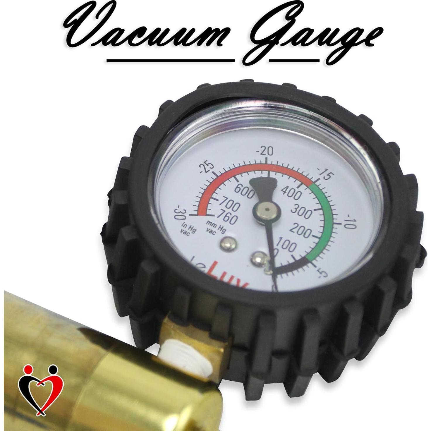 Bomba de Vacío LeLuv de Latón con Manómetro y Manguera 45,72 cm