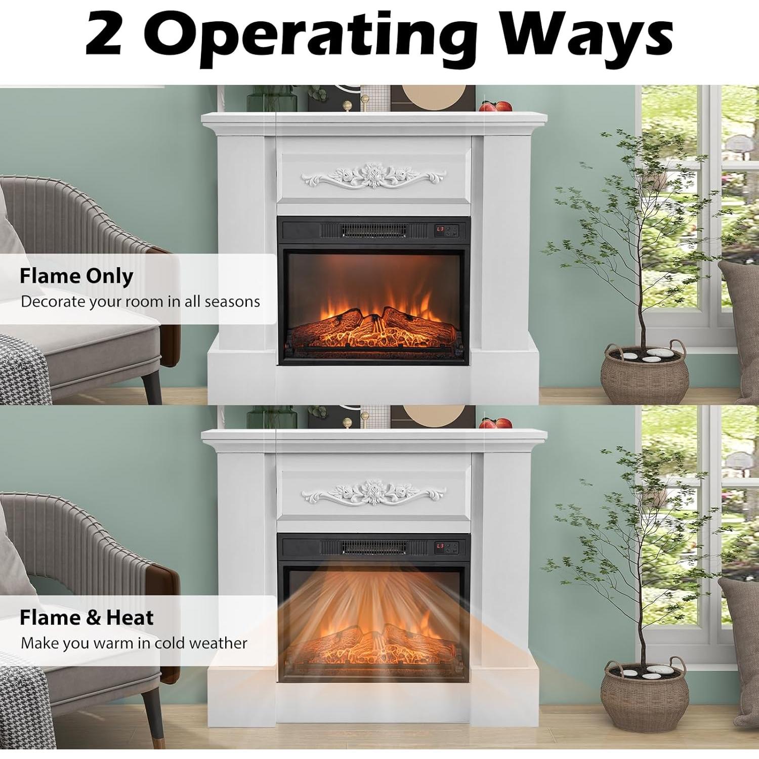 Calefactor Eléctrico de Chimenea RELAX4LIFE 61.4cm 1400W