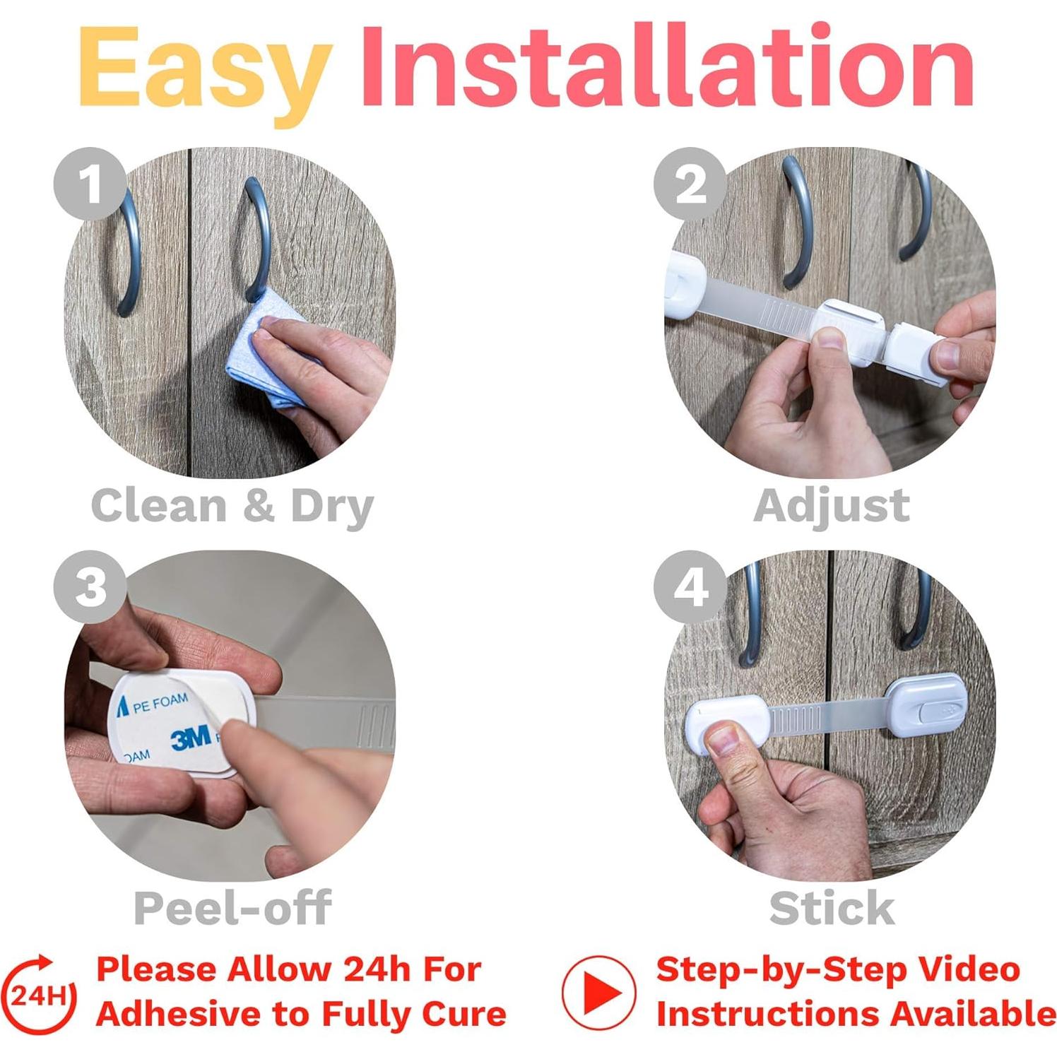 Paquete de 6 cerraduras a prueba de niños Inaya - Seguridad para armarios