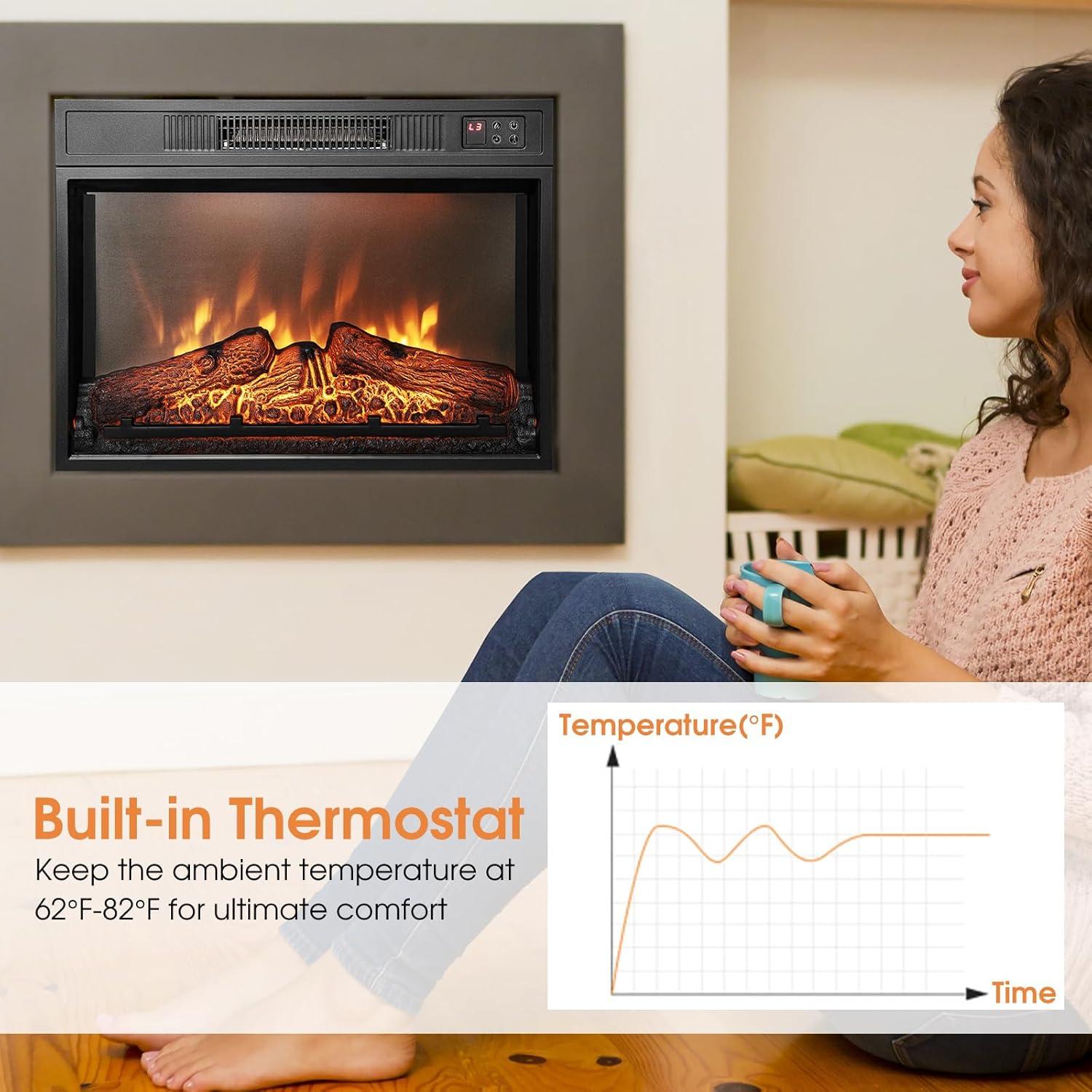 Chimenea Eléctrica Empotrada GOFLAME 1400W 23" con Control Remoto