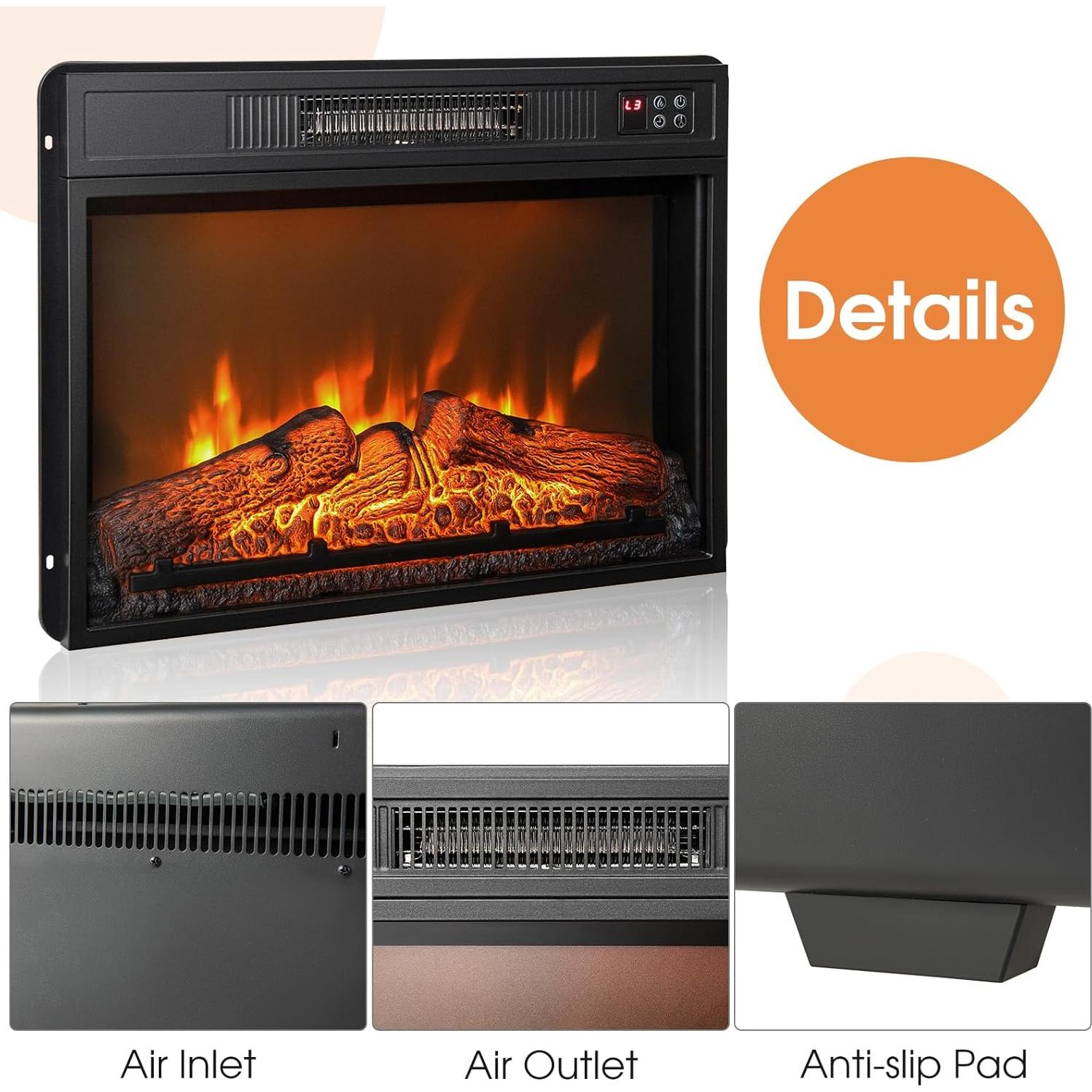 Chimenea Eléctrica Empotrada GOFLAME 1400W 23" con Control Remoto