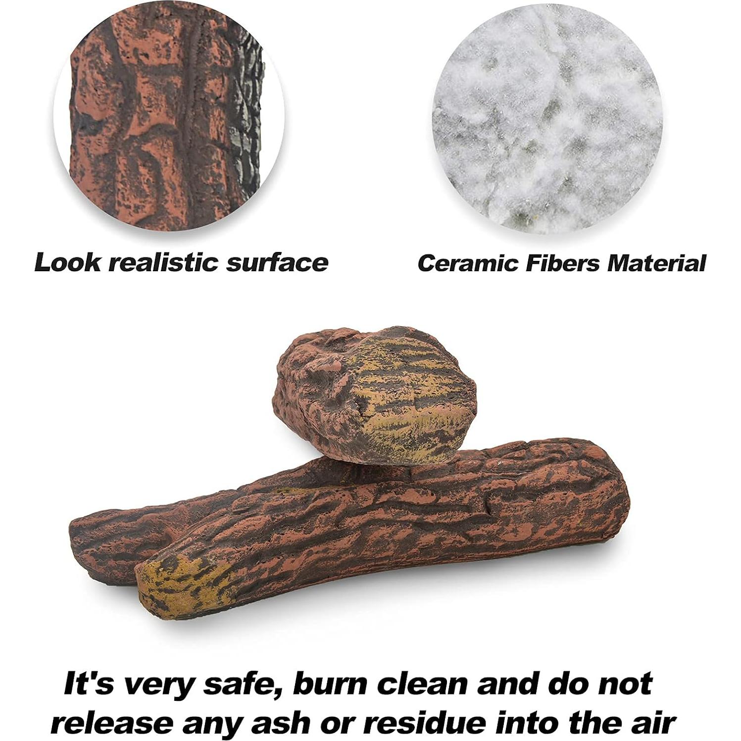 Conjunto de 4 troncos de cerámica Stanbroil para chimenea