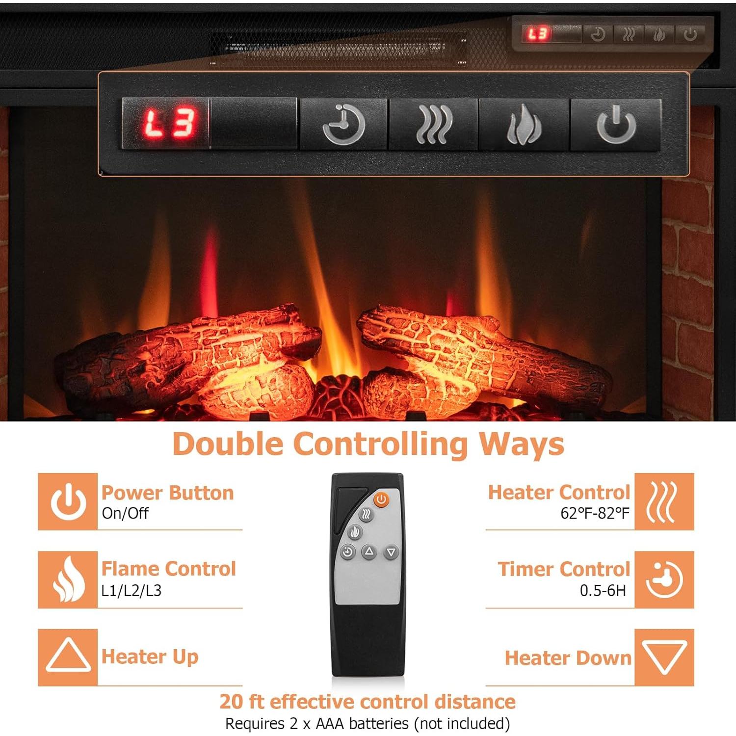 Insertador de Chimenea Eléctrica ORALNER 68.6 cm 1400W Control Remoto