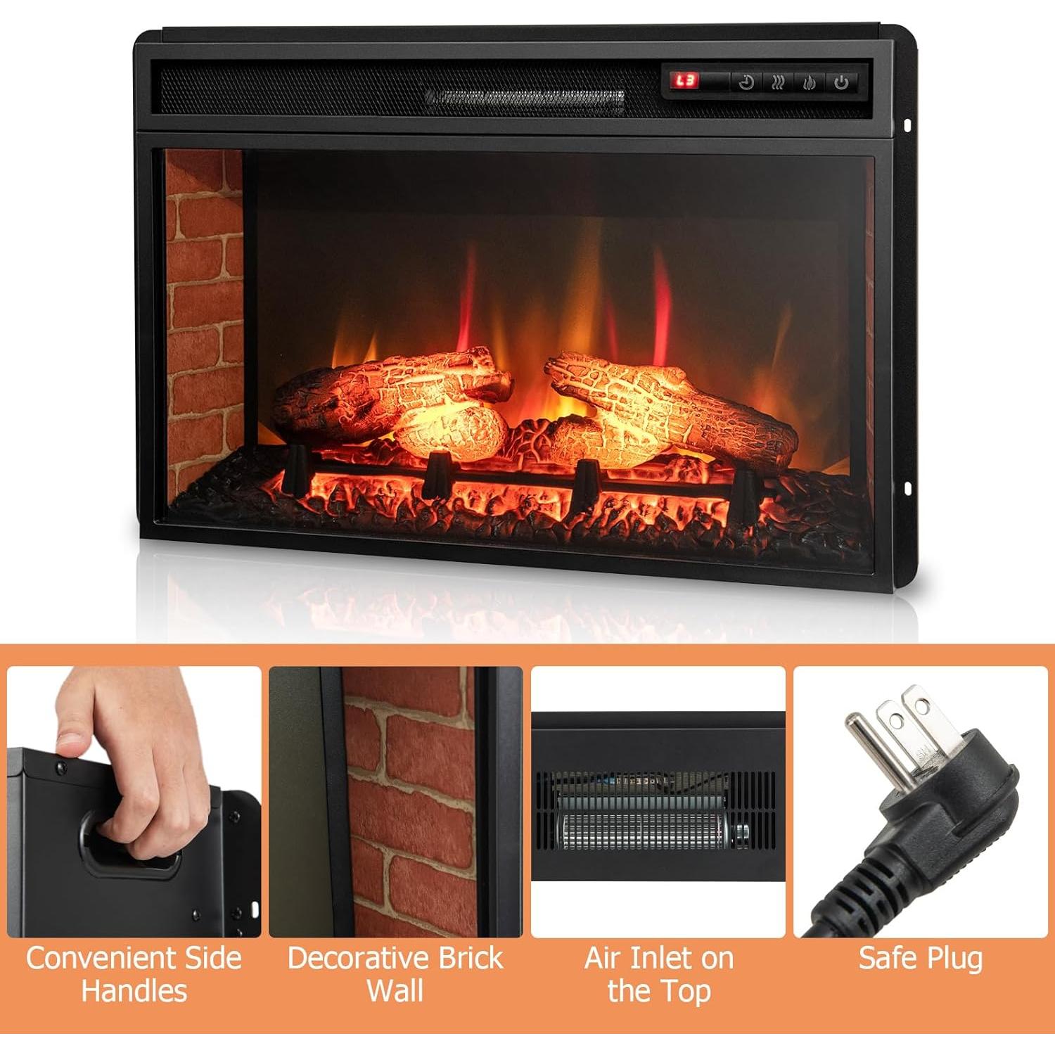 Insertador de Chimenea Eléctrica ORALNER 68.6 cm 1400W Control Remoto