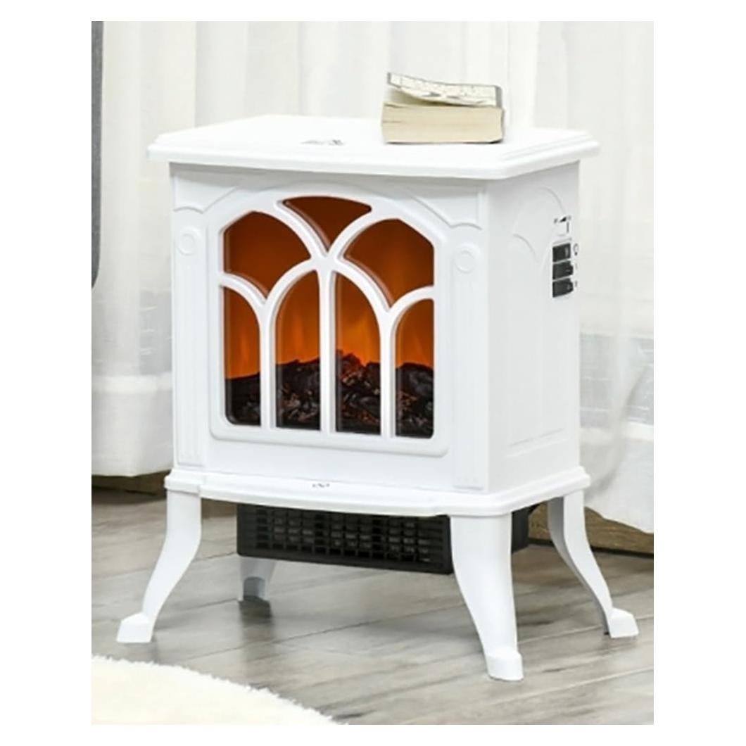 Calefactor Eléctrico Chimenea YABEY 750W/1500W Blanco 37.5x22.9x43.7cm