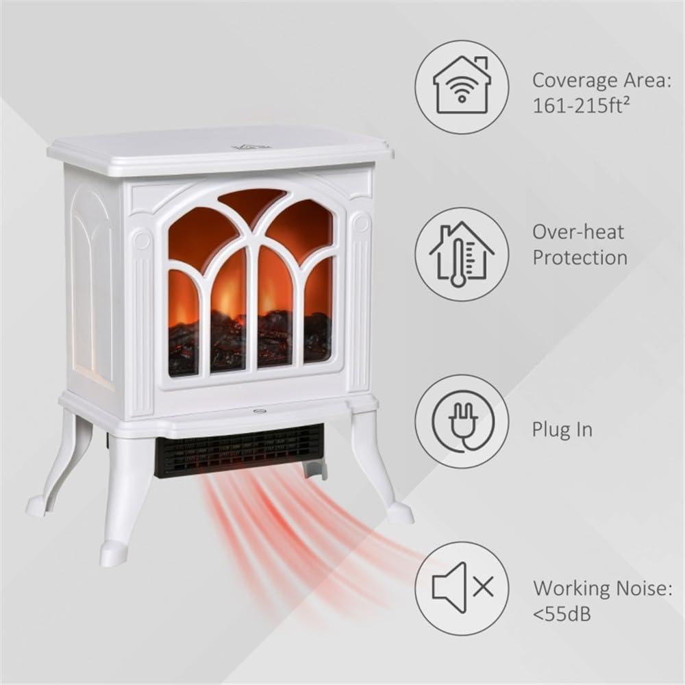 Calefactor Eléctrico Chimenea YABEY 750W/1500W Blanco 37.5x22.9x43.7cm