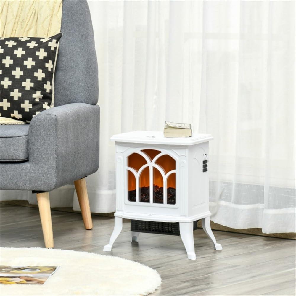 Calefactor Eléctrico Chimenea YABEY 750W/1500W Blanco 37.5x22.9x43.7cm