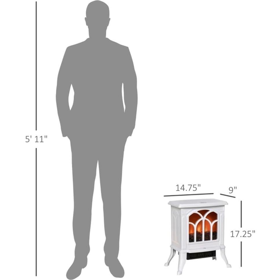 Calefactor Eléctrico Chimenea YABEY 750W/1500W Blanco 37.5x22.9x43.7cm