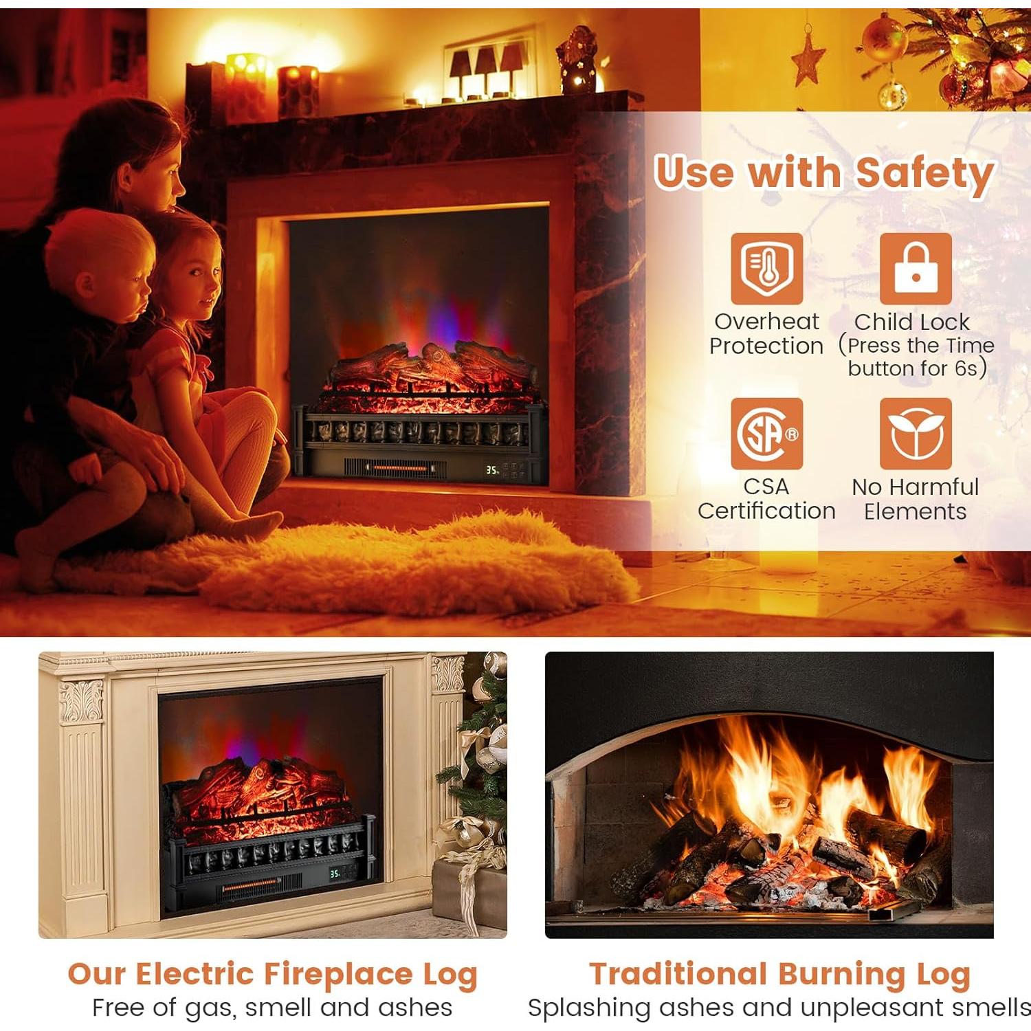 Insertar Chimenea Eléctrica ORALNER 66 cm 1500W Control Remoto