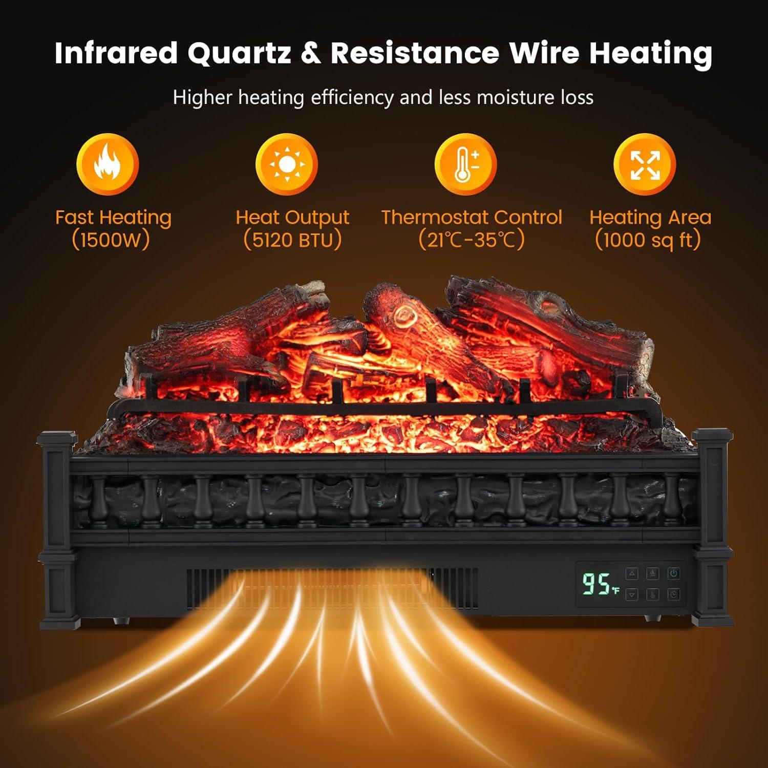 Insertar Chimenea Eléctrica ORALNER 66 cm 1500W Control Remoto