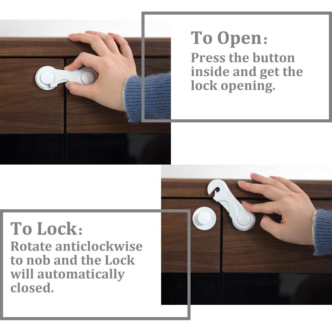 Candados a Prueba de Niños KongNai 10 Pcs Adhesivos para Cajones