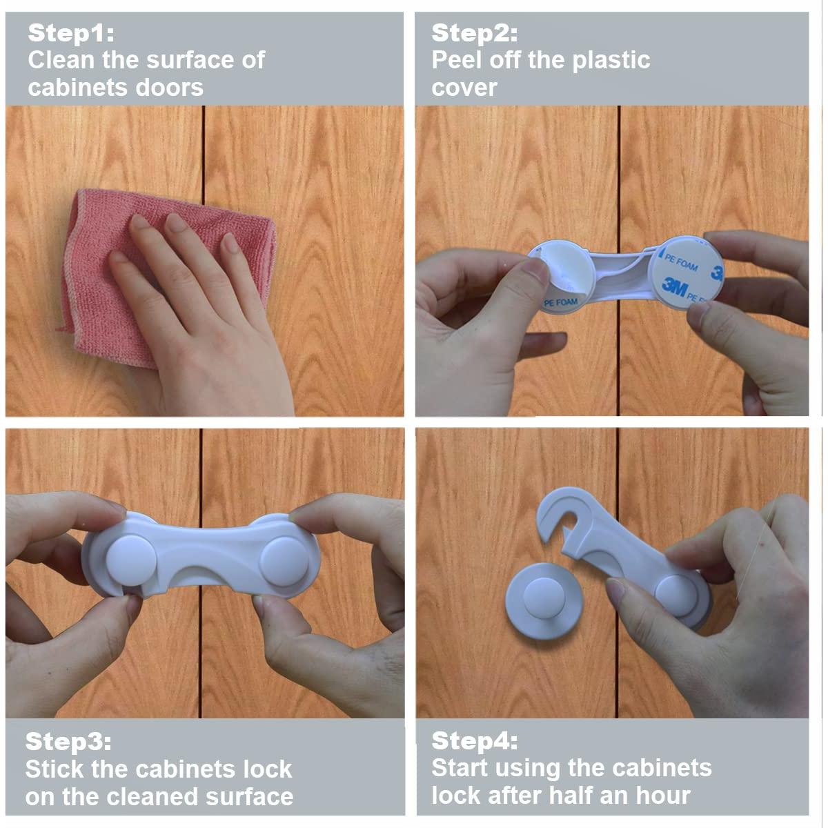 Candados a Prueba de Niños KongNai 10 Pcs Adhesivos para Cajones