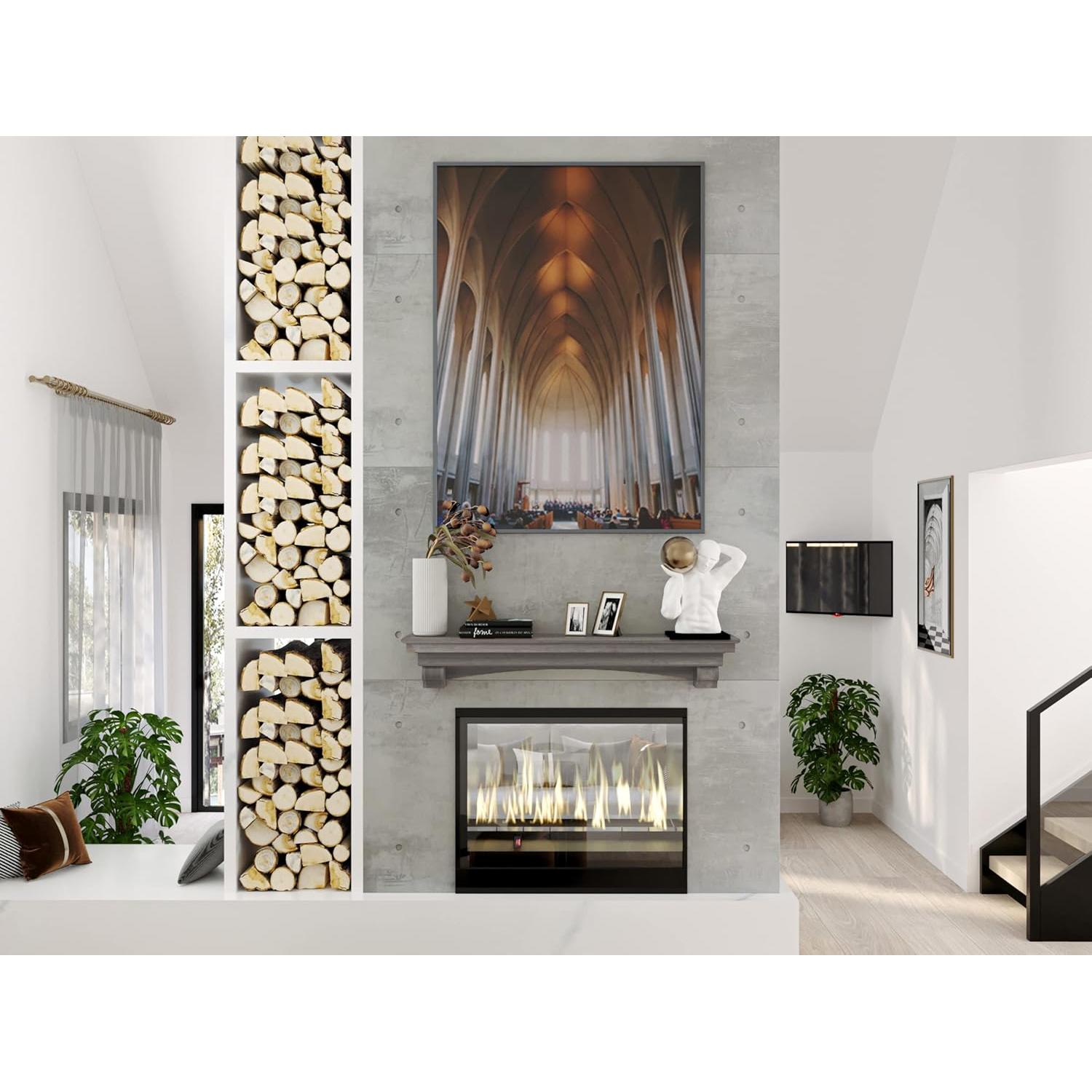 Estante Flotante para Chimenea Dogberry 48" Gris Ceniza