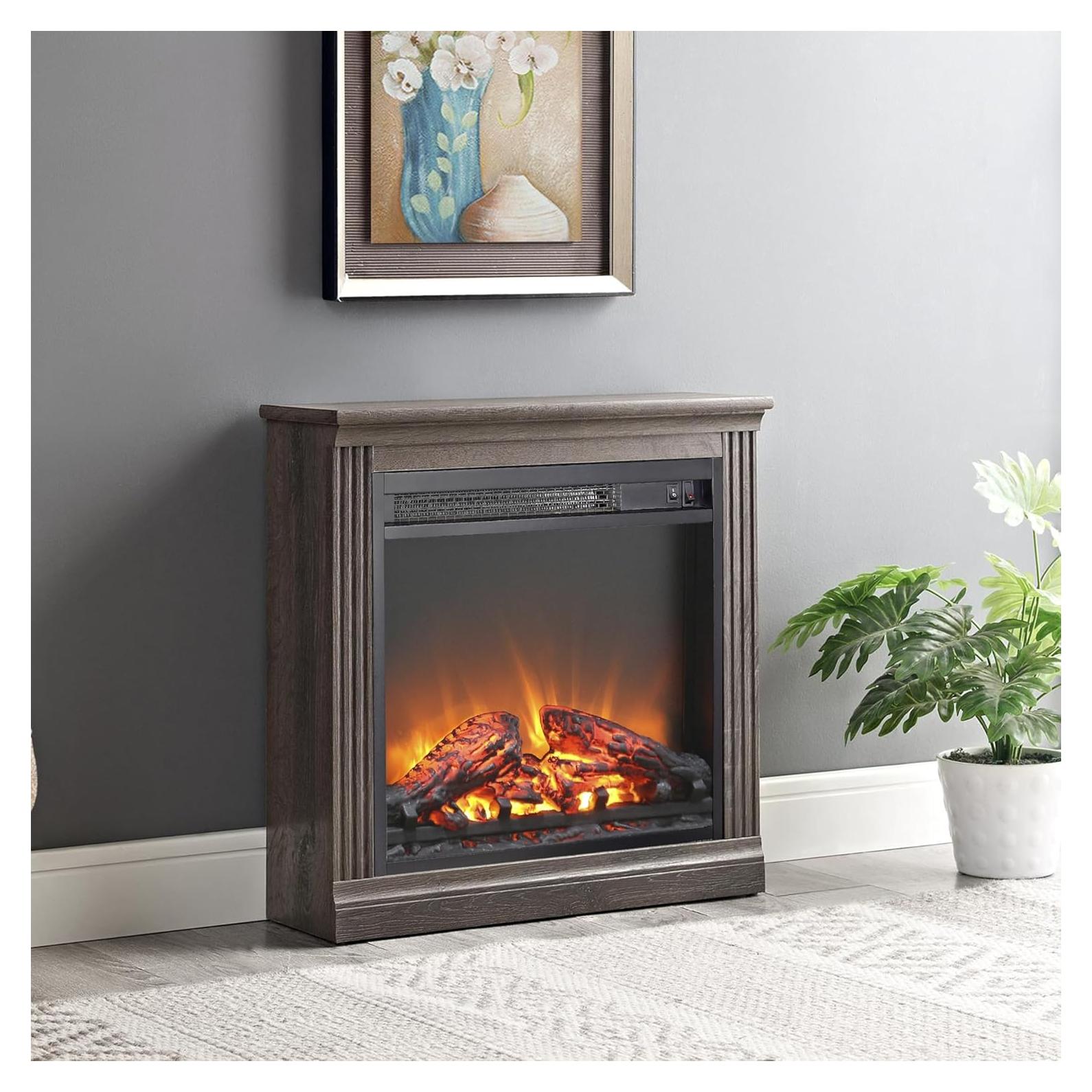 Chimenea Eléctrica YIMUSTUK 18'' Negra Calentador 1400W