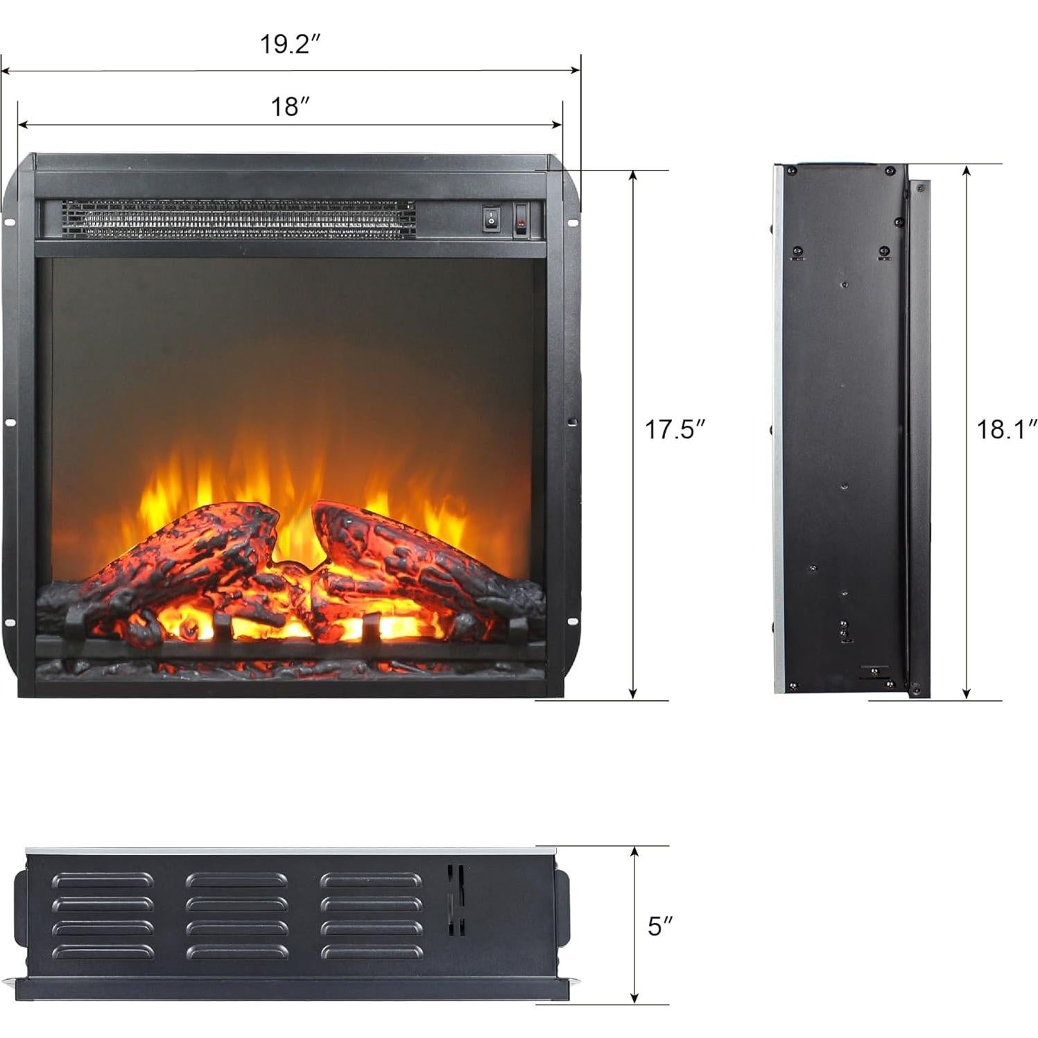 Chimenea Eléctrica YIMUSTUK 18'' Negra Calentador 1400W